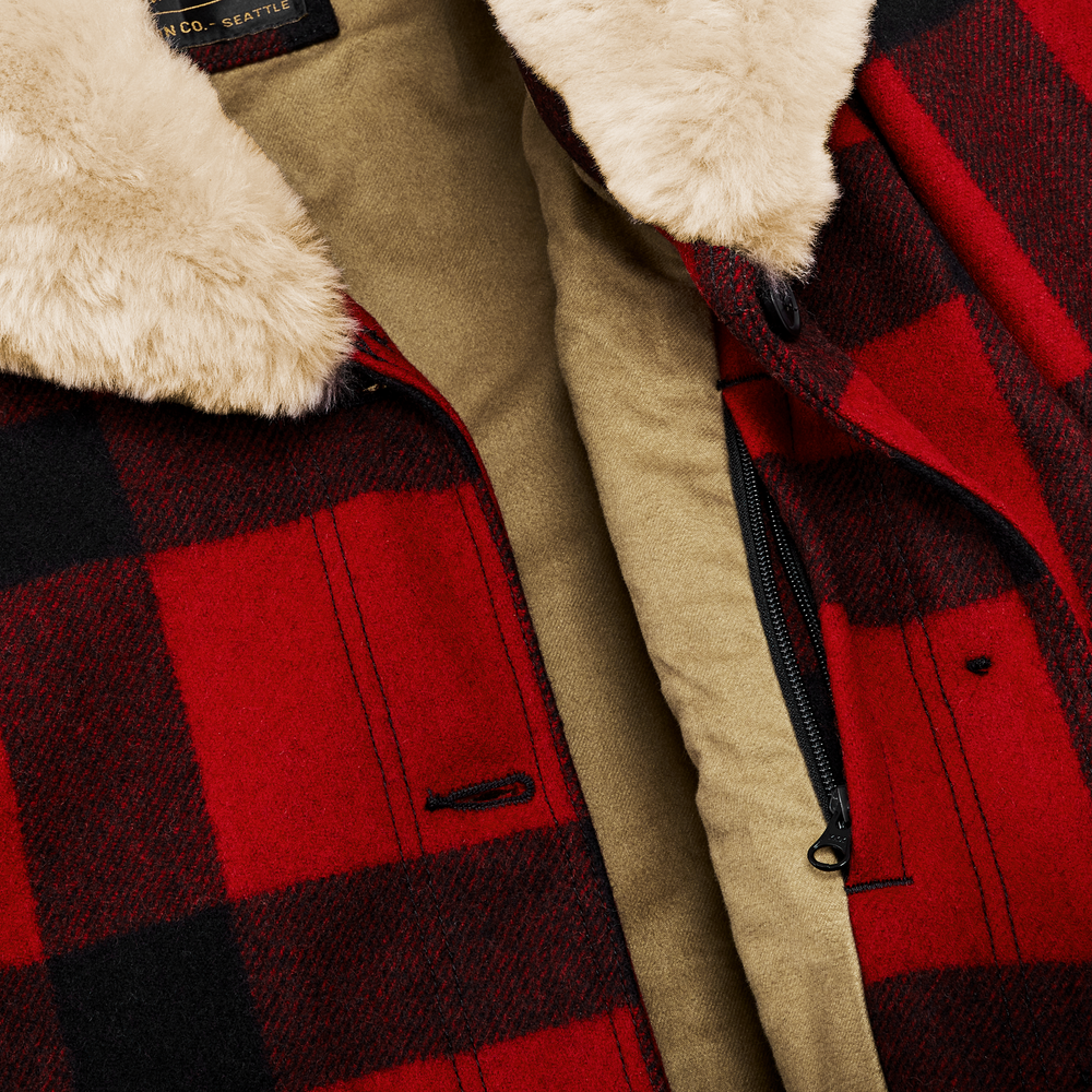Alternate view of the Filson Women's Wool Trapper Coat - Red/black Plaid