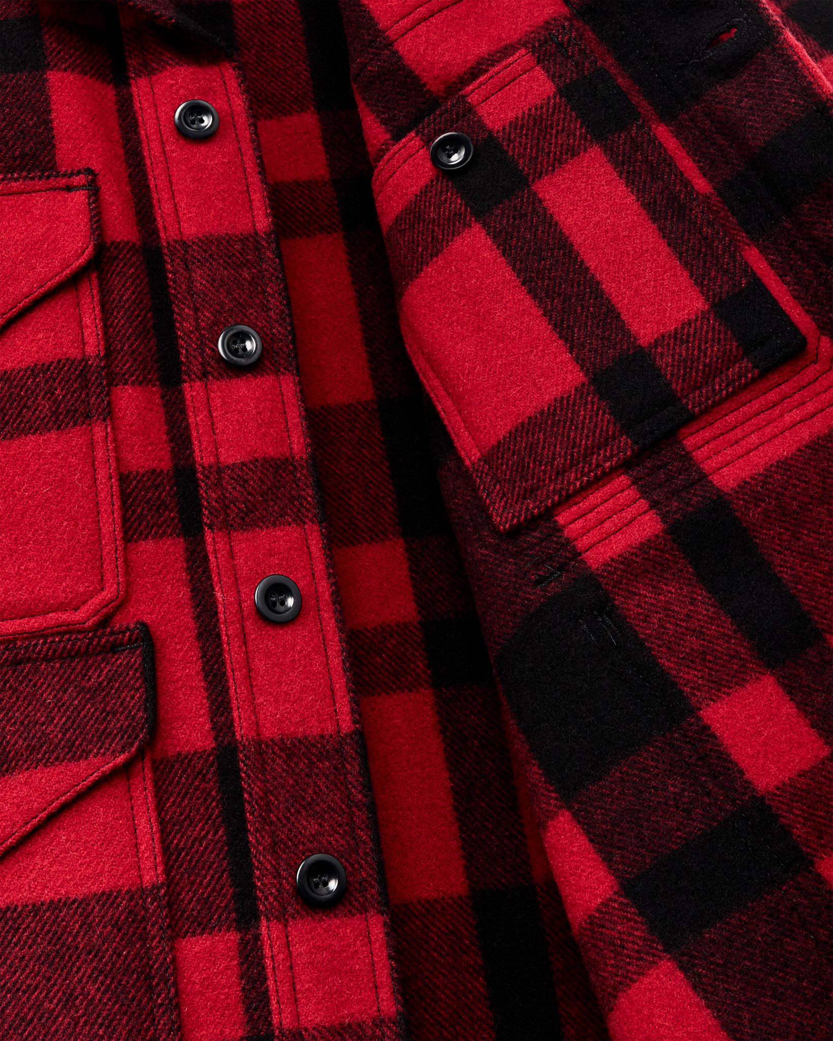 1940s Mackinaw Wool Cruiser Jacket - Red / Black Heritage Plaid