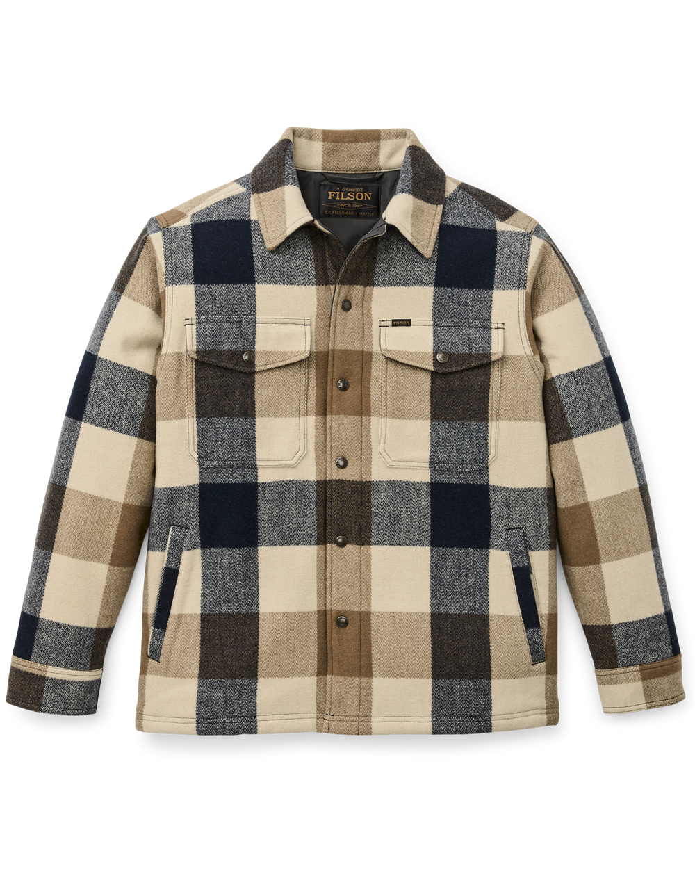 Spokane Insulated Jac-Shirt - Cream / Navy Plaid