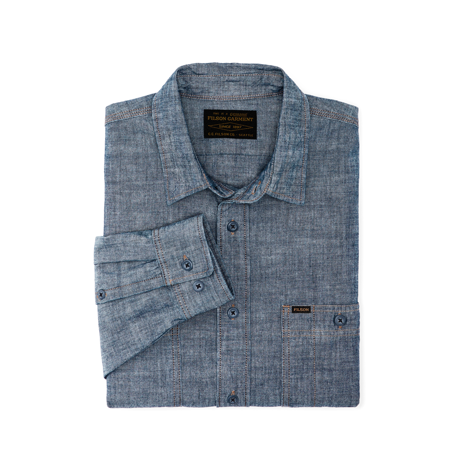 Men's Long Sleeve Chambray CPO Shirt | Filson Men's Long Sleeve Chambray CPO Shirt | Filson