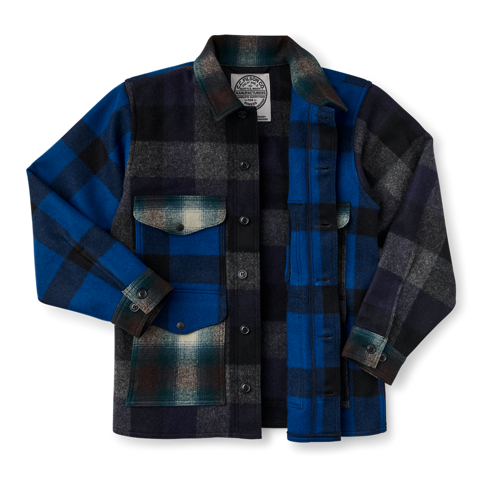 Alternate view of the Filson 125th Anniversary Archival Mackinaw Wool Cruiser - Cobalt Patchwork