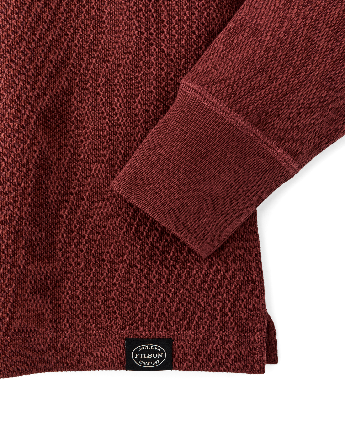Waffle Knit Henley - Fired Brick