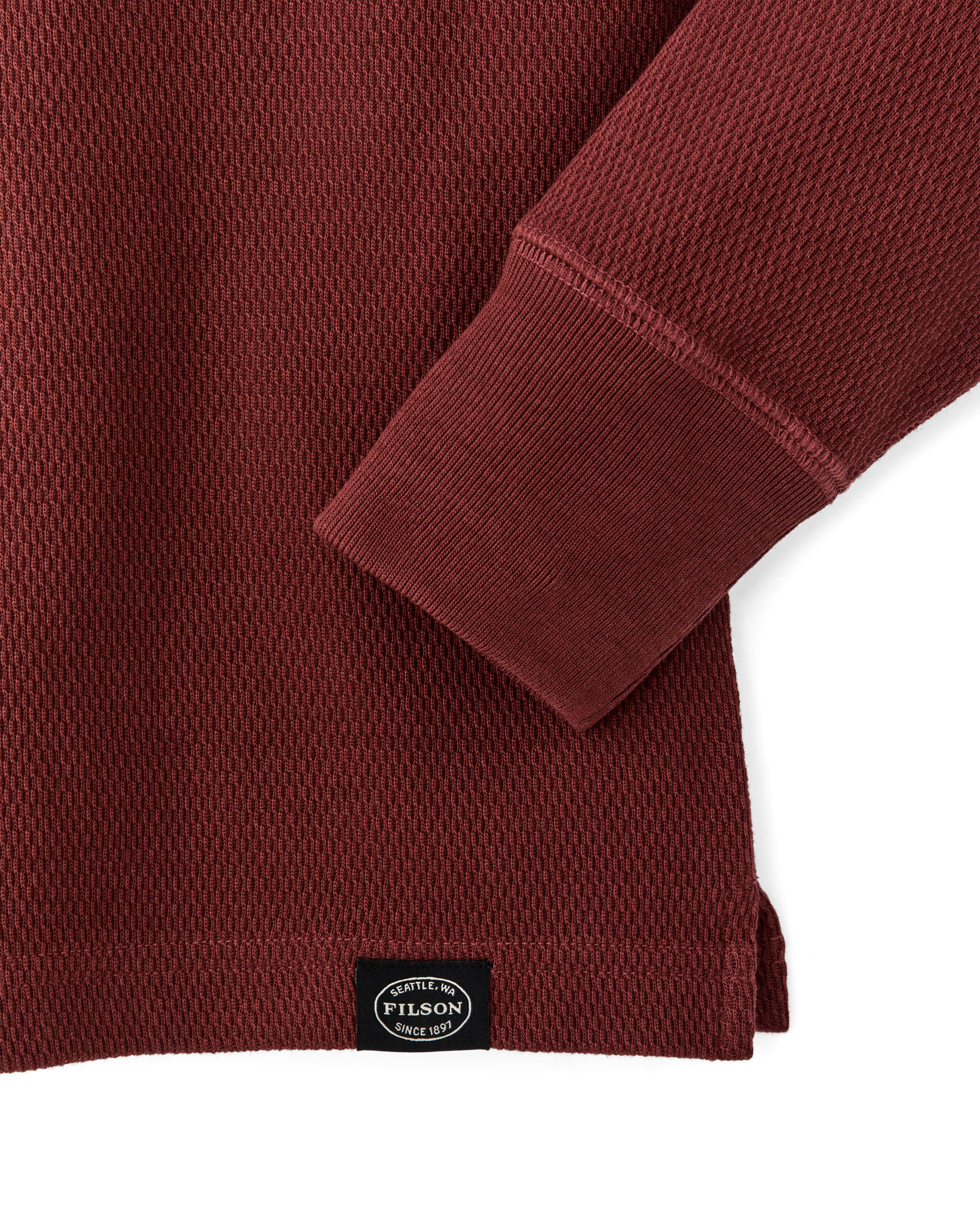Waffle Knit Henley - Fired Brick