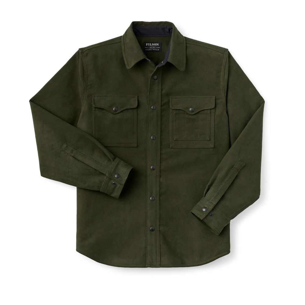 Front-facing image of the Filson Moleskin Jac-shirt - Dark Olive