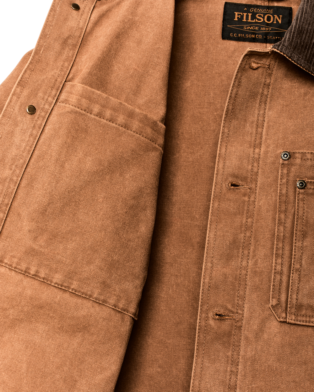 Alternate view of the Filson Rustic Canvas Barn Coat - Whiskey