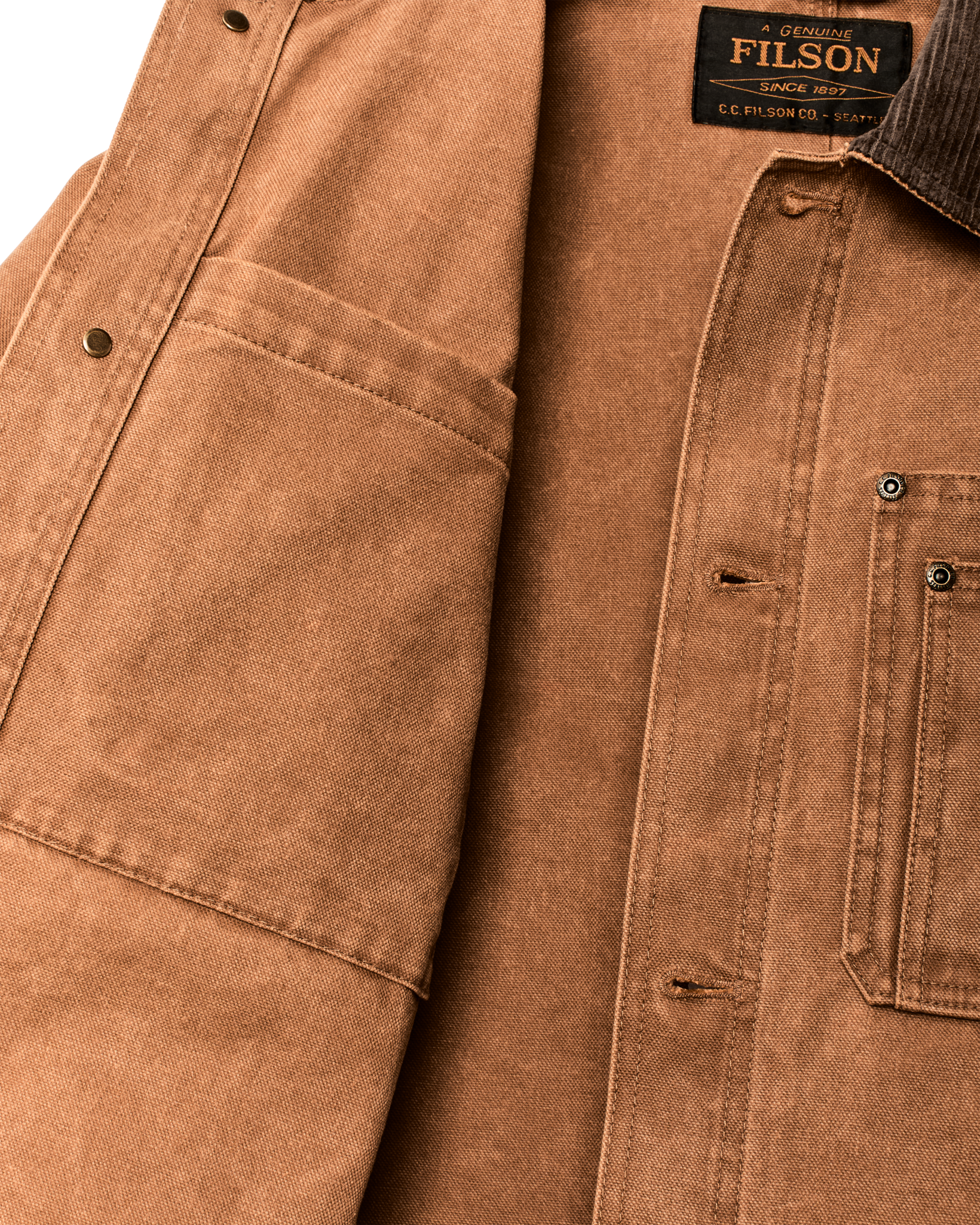 Alternate view of the Filson Rustic Canvas Barn Coat - Whiskey