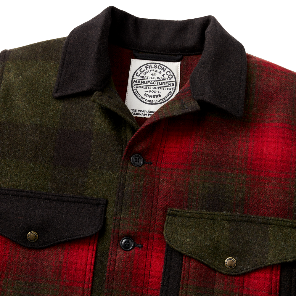 Alternate view of the Filson 125th Anniversary Archival Mackinaw Wool Cruiser - Red Patchwork