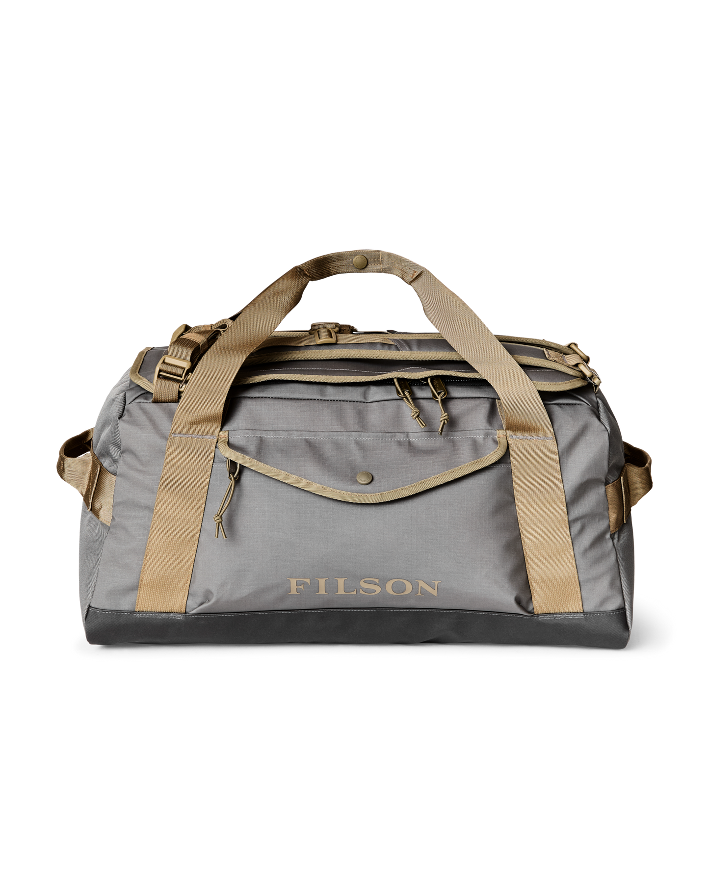 Front-facing image of the Filson All-weather 50l Duffle - Moon Mist / Pewter