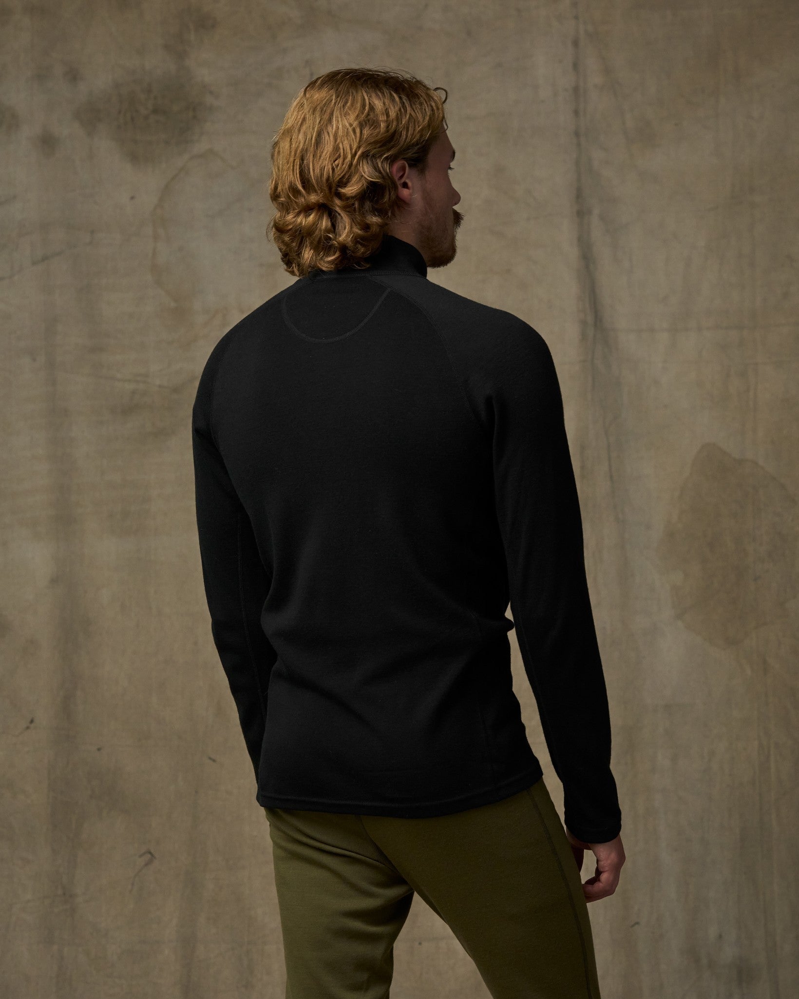 400g Merino Wool Long Sleeve Half-zip - Black