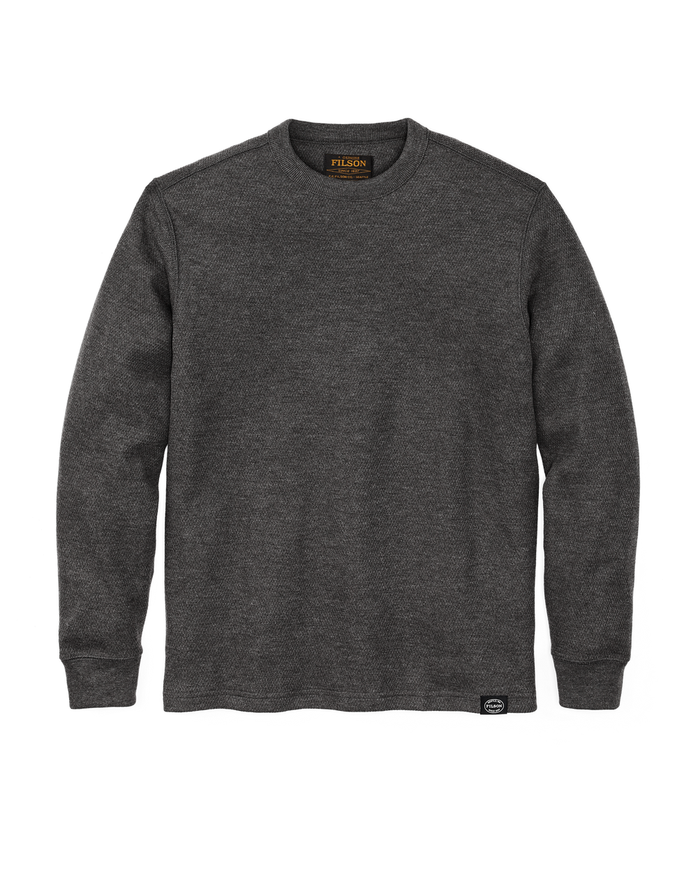 Front-facing image of the Filson Waffle Knit Thermal Crewneck - Charcoal