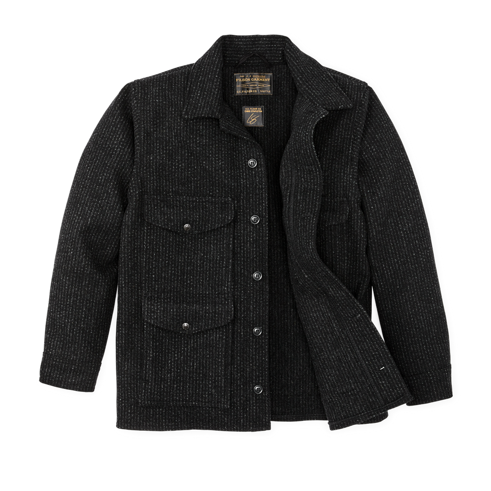 Alternate view of the Filson Chris Stapleton Signature Mackinaw Wool Cruiser - Black Charcoal / Rope Stripe