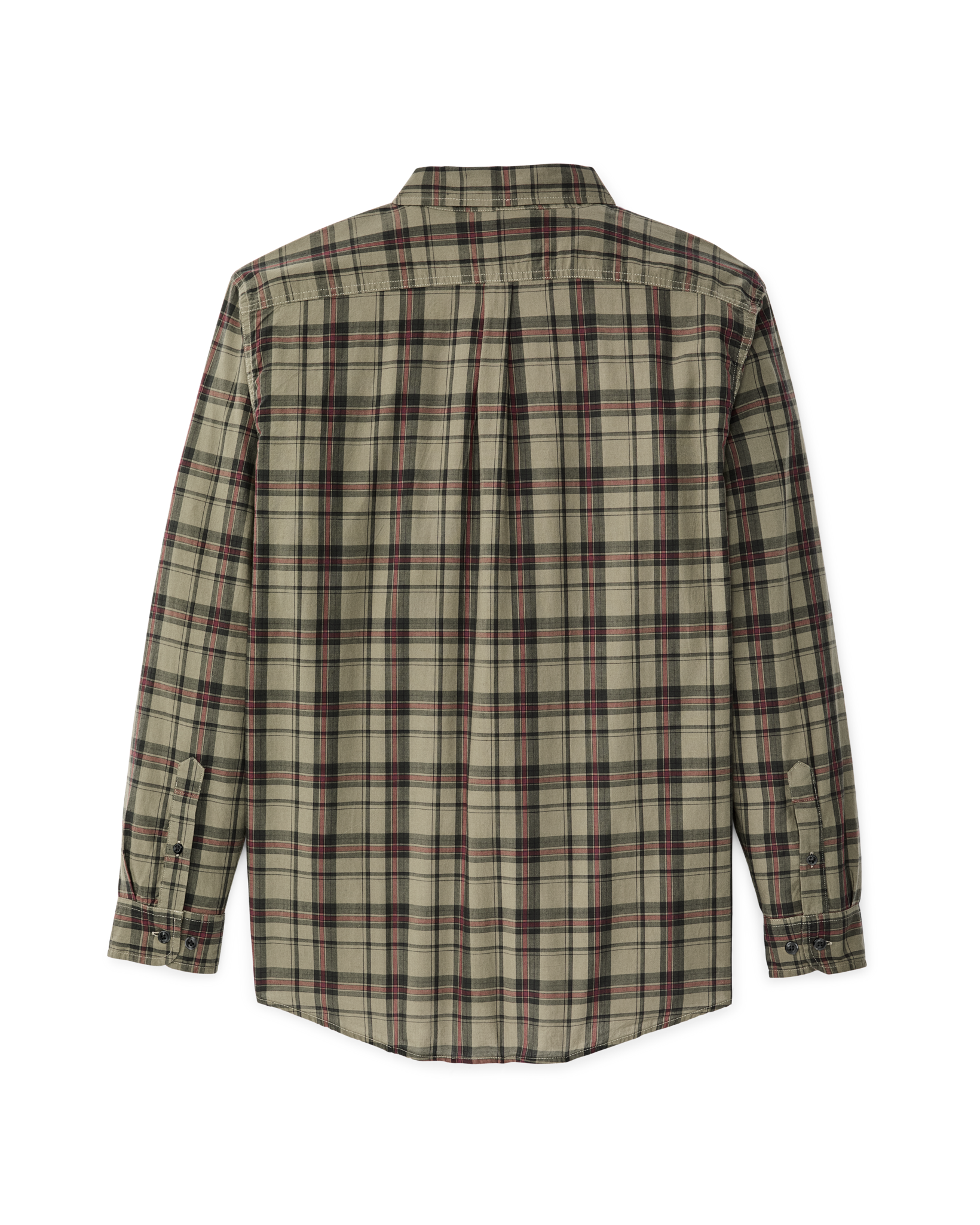 Madras Button-Down Shirt - Olive / Gravel Plaid