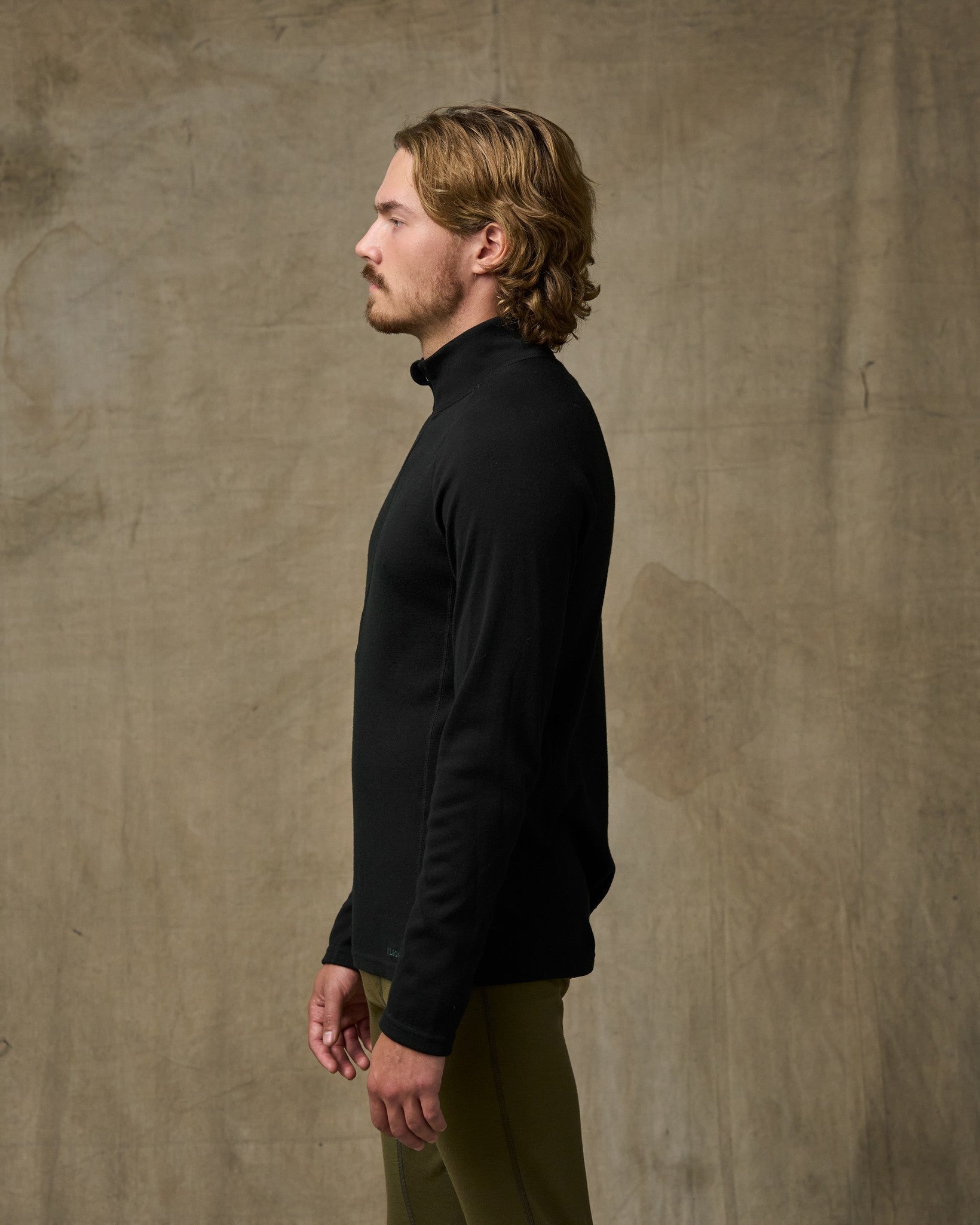400g Merino Wool Long Sleeve Half-zip - Black