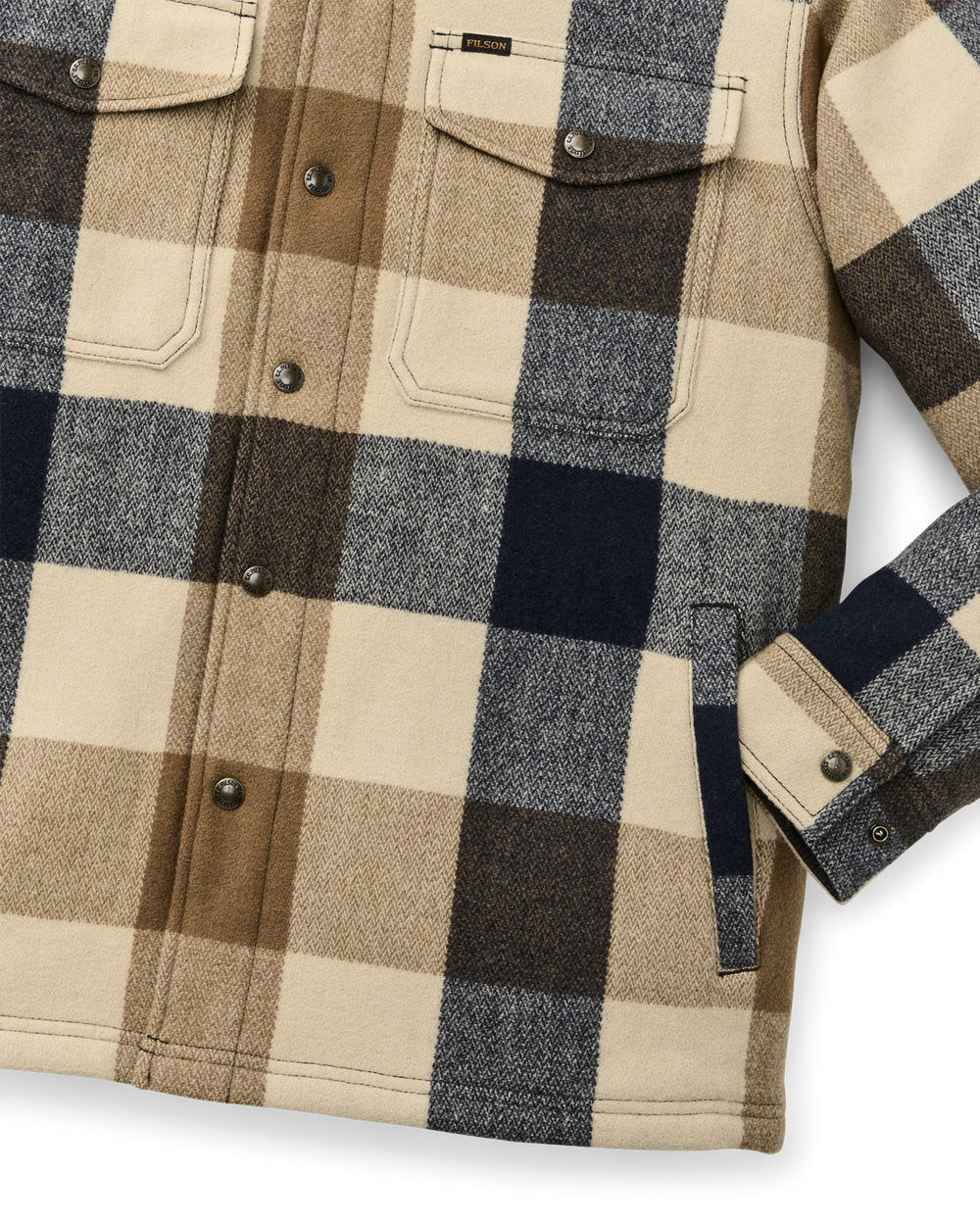 Spokane Insulated Jac-Shirt - Cream / Navy Plaid