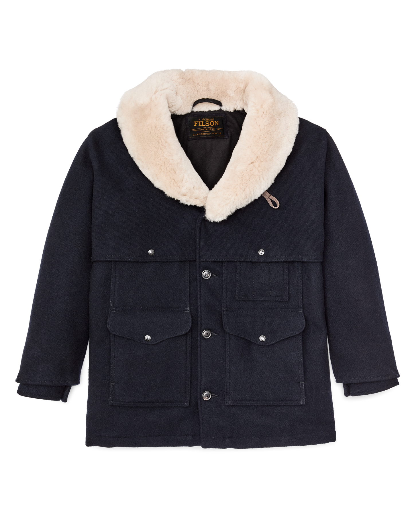 Lined Mackinaw Wool Packer Coat - Dark Navy