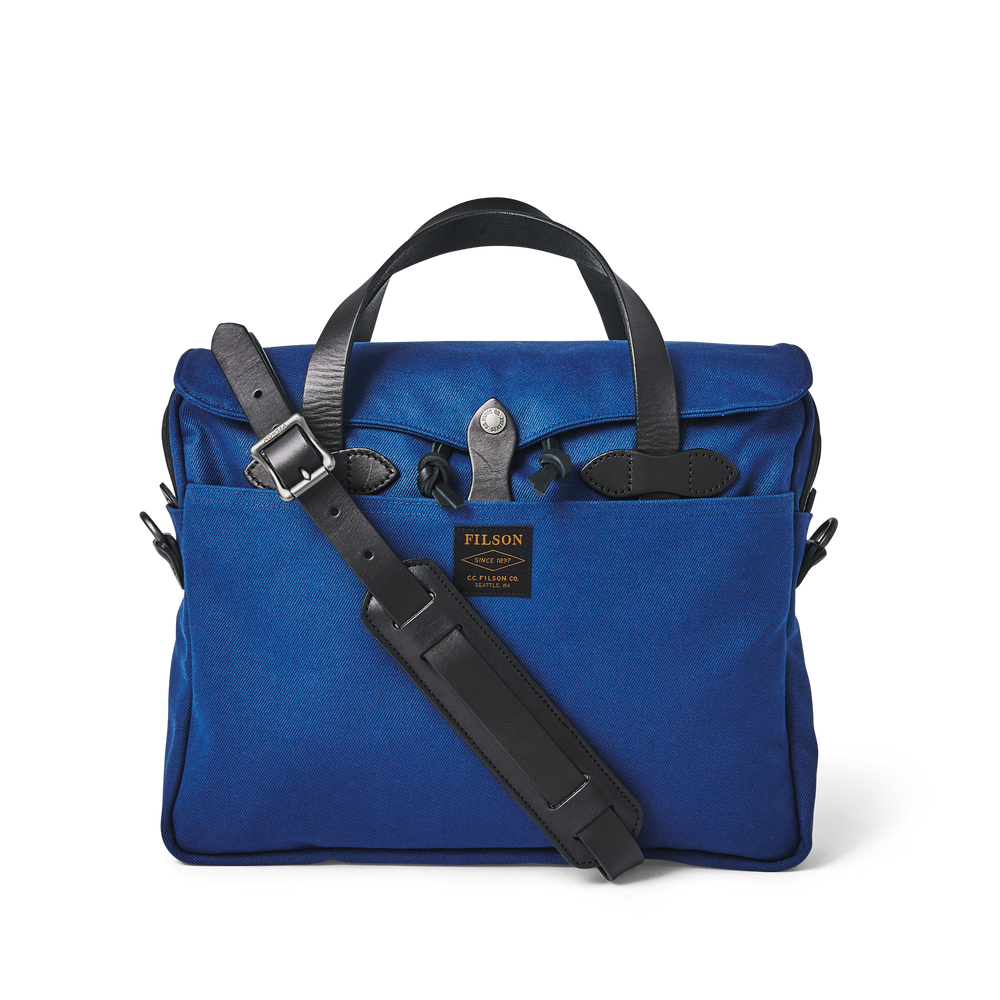 Front-facing image of the Filson Original Briefcase - Flag Blue