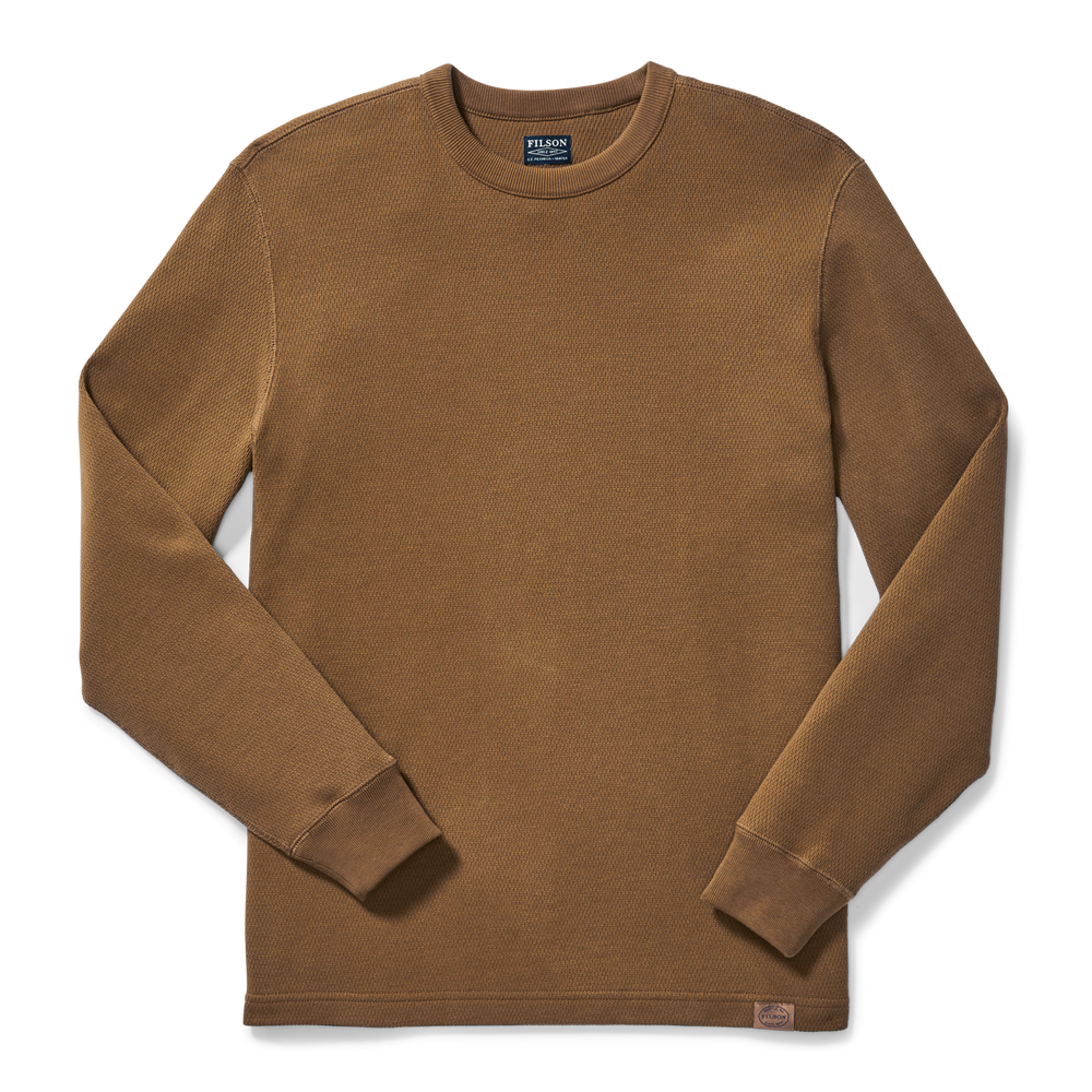 Front-facing image of the Filson Waffle Knit Thermal Crewneck - Olive