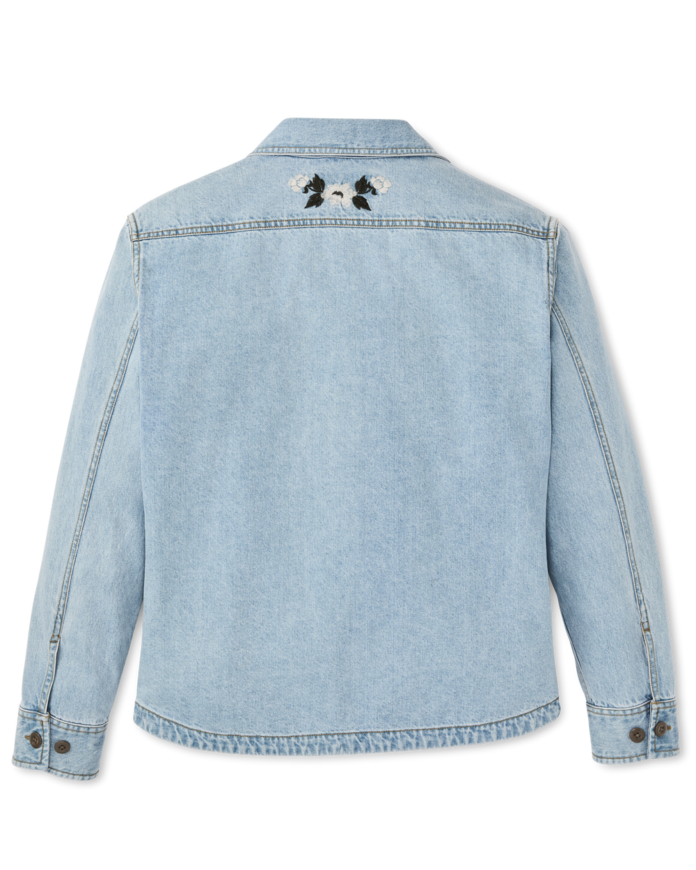 Women's Embroidered Denim Shirt - Pale Indigo