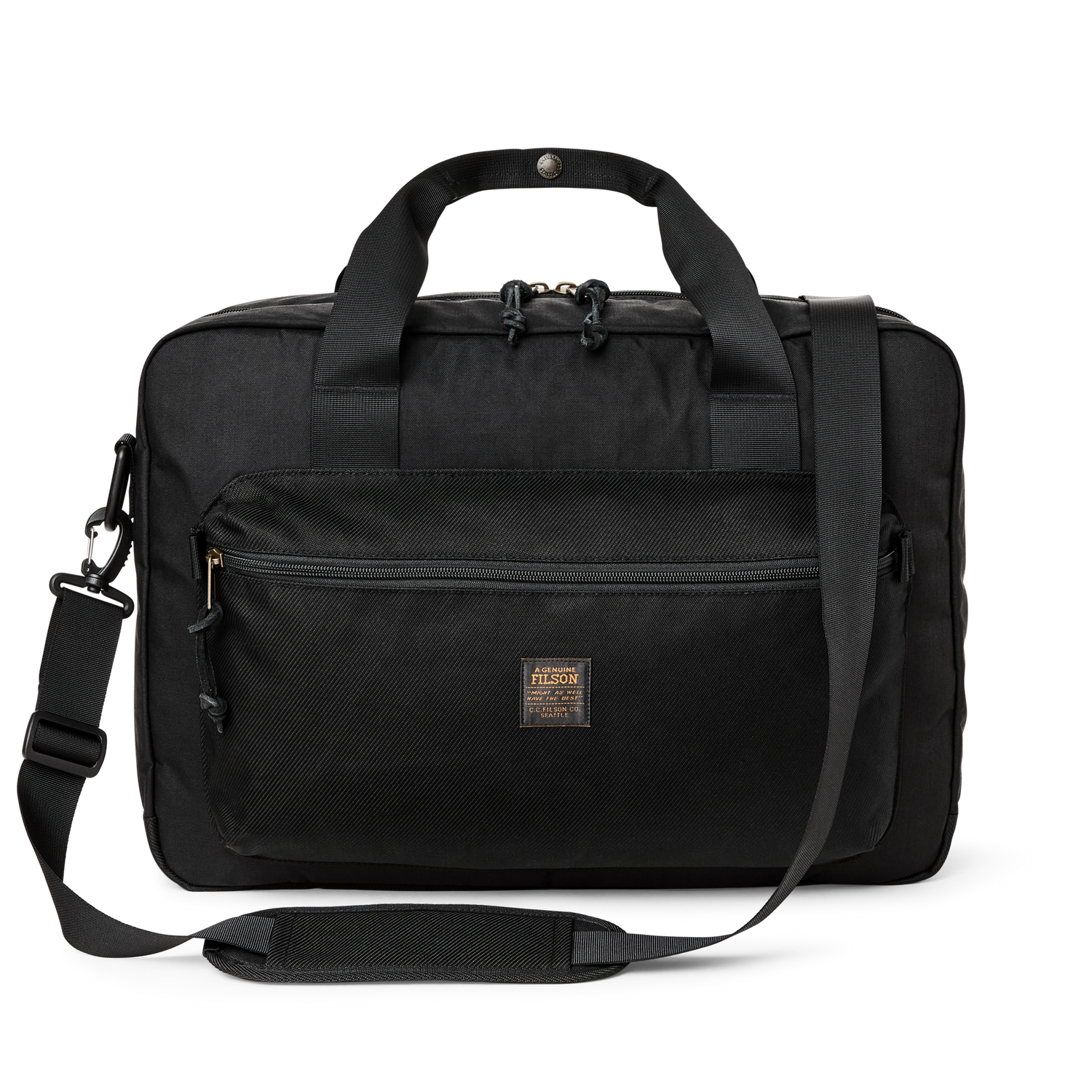 Front-facing image of the Filson Surveyor Pullman Pack - Black