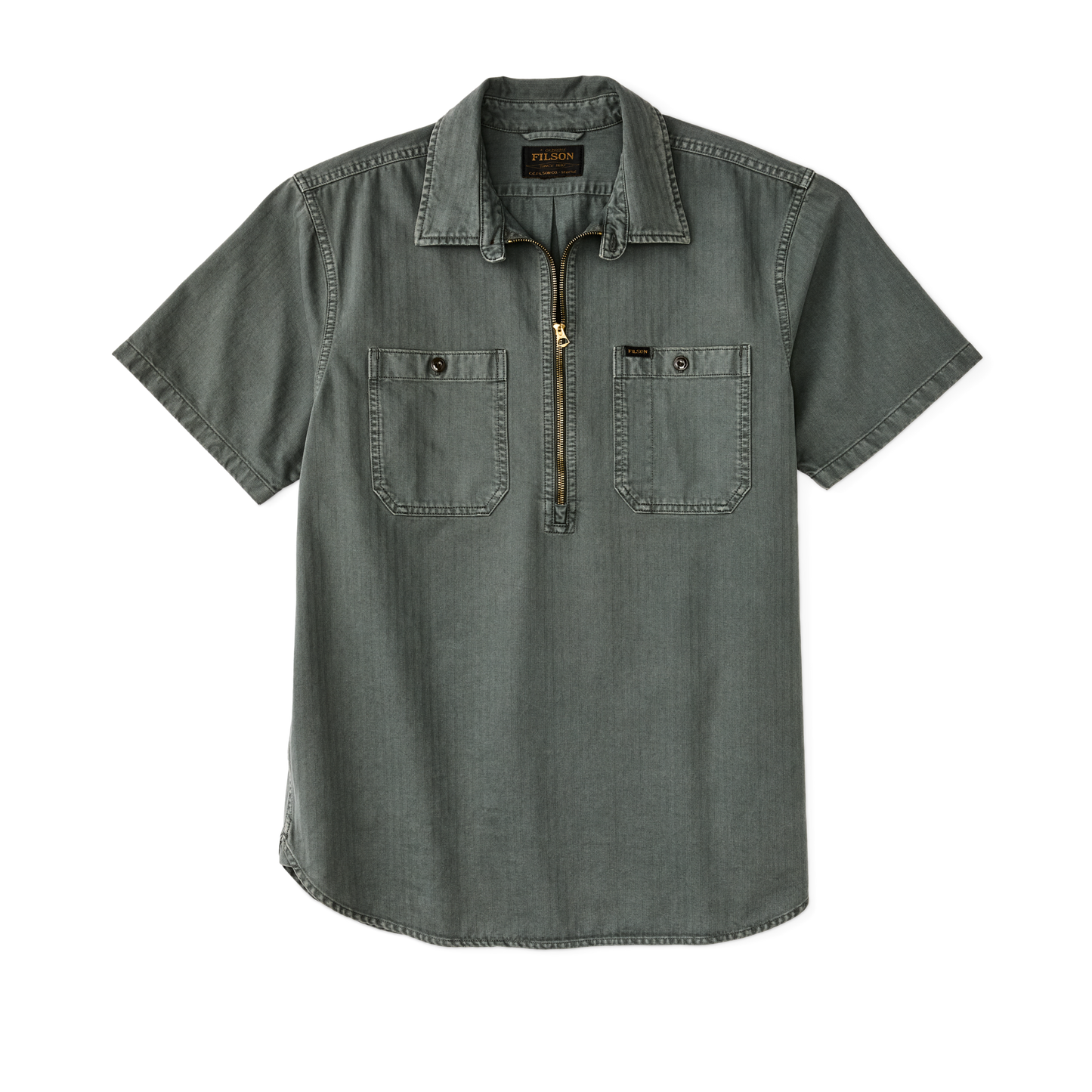 Front-facing image of the Filson Short Sleeve Mechanic Shirt - Gravel