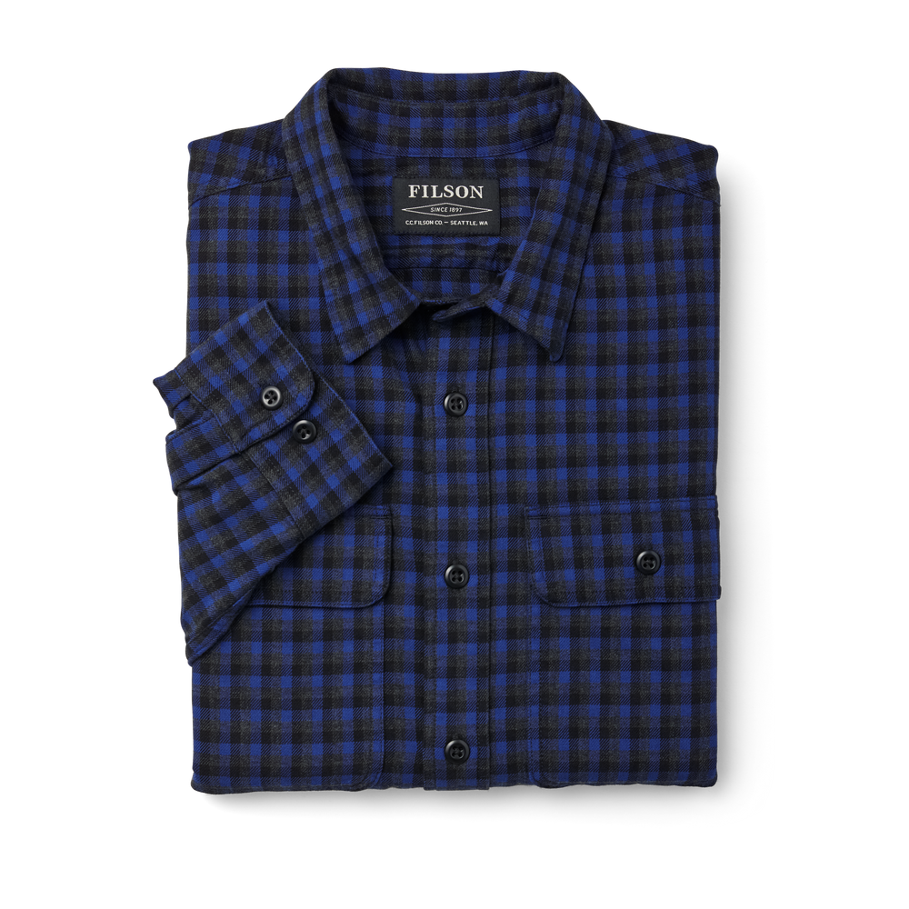 Alternate view of the Filson Scout Shirt - Cobalt/black/heather Gray Plaid