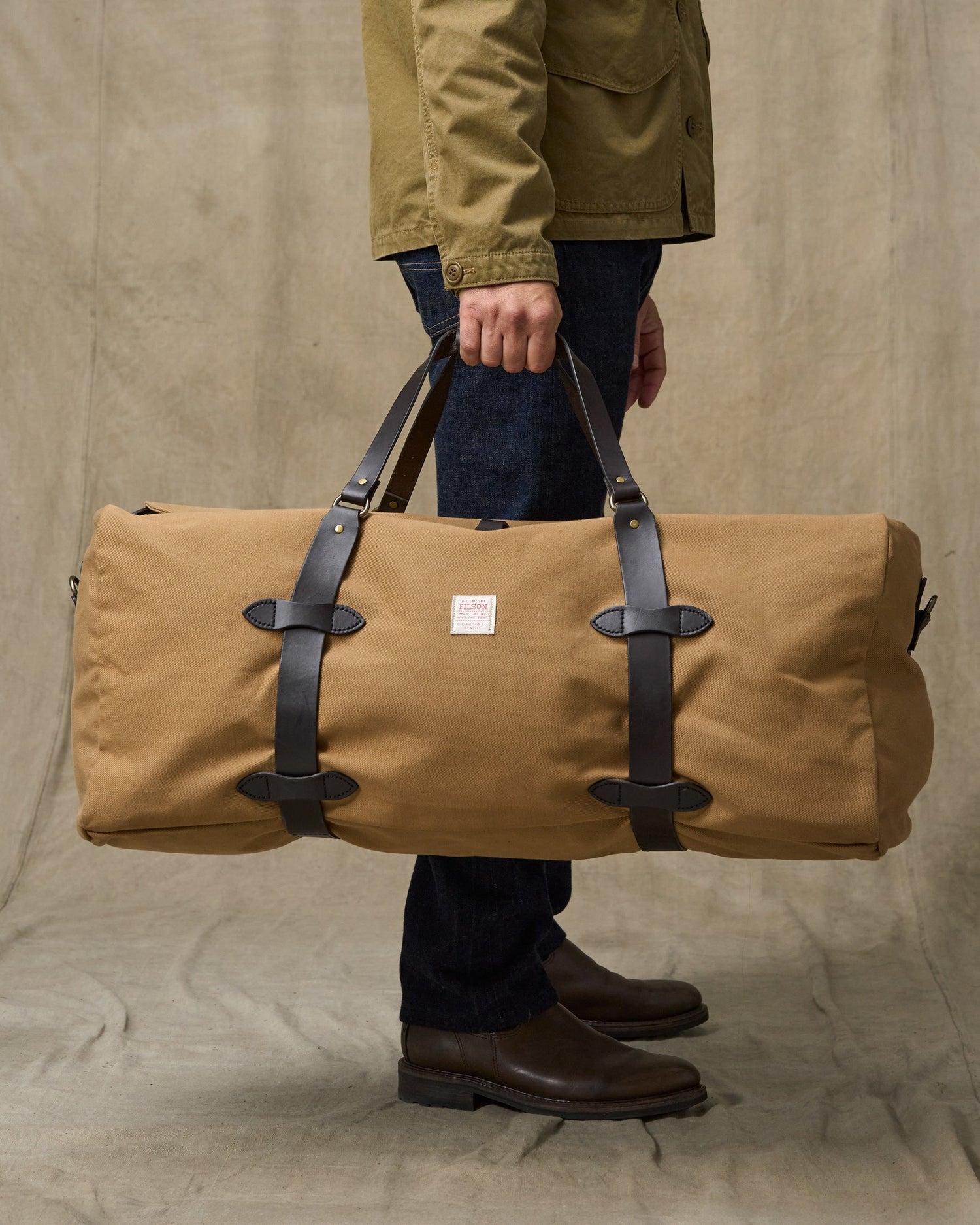 Large Rugged Twill Duffle Bag - Tan