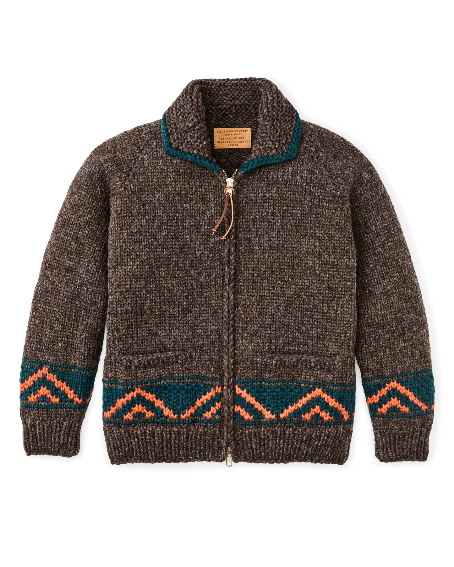 Handmade Full-zip Sweater - Heather Brown / Mallard