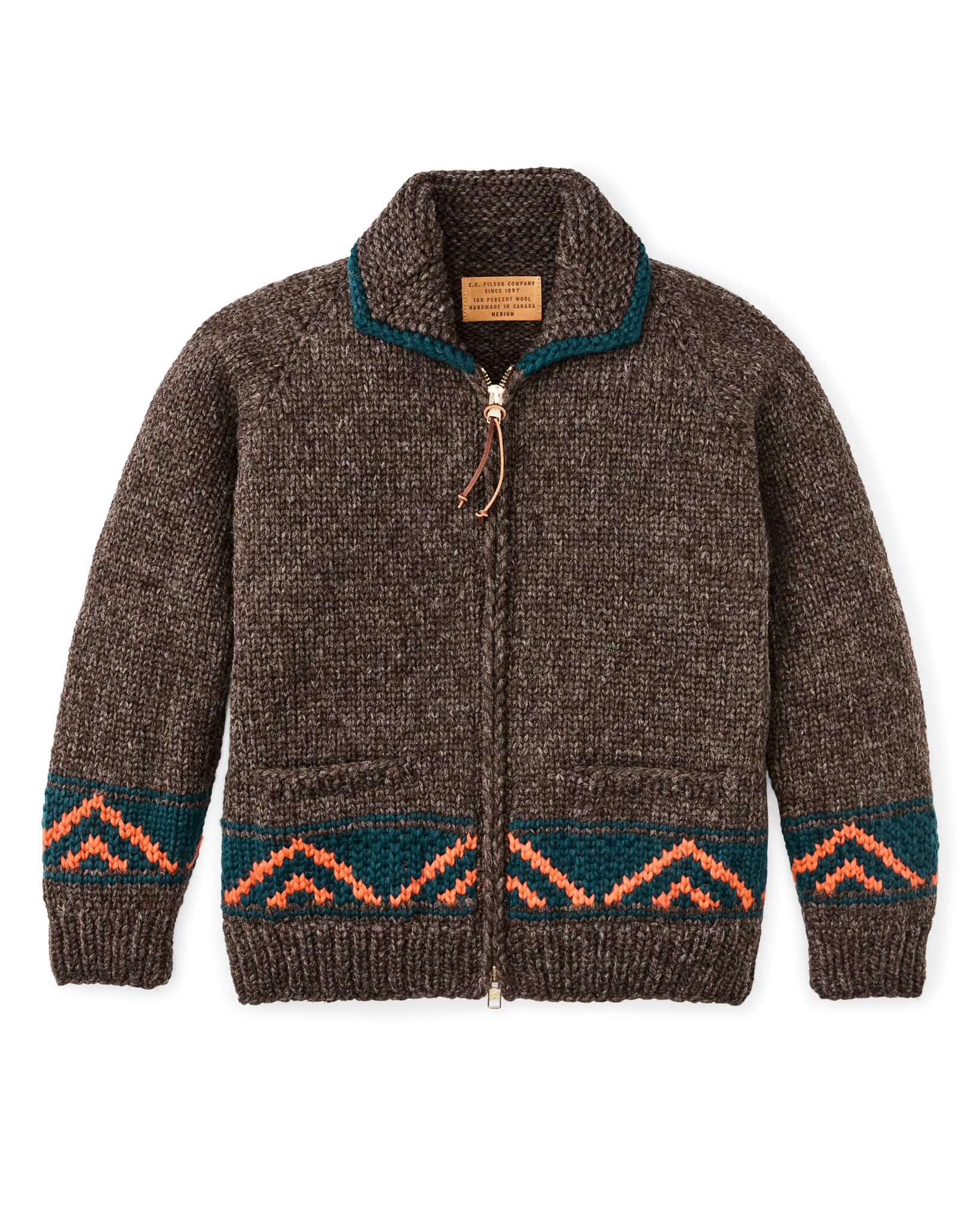 Handmade Full-zip Sweater - Heather Brown / Mallard