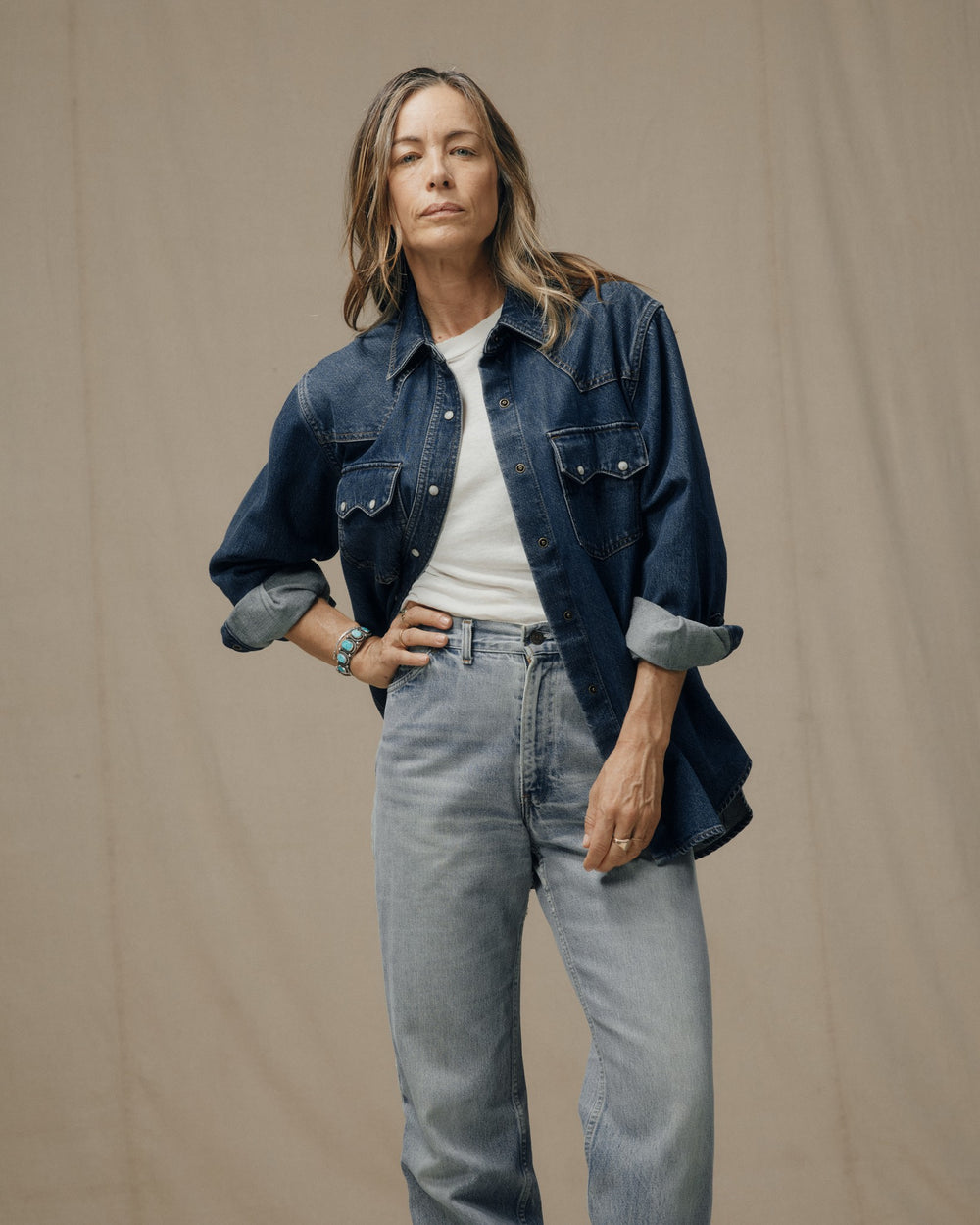 Women's Denim Western Shirt - Medium Indigo