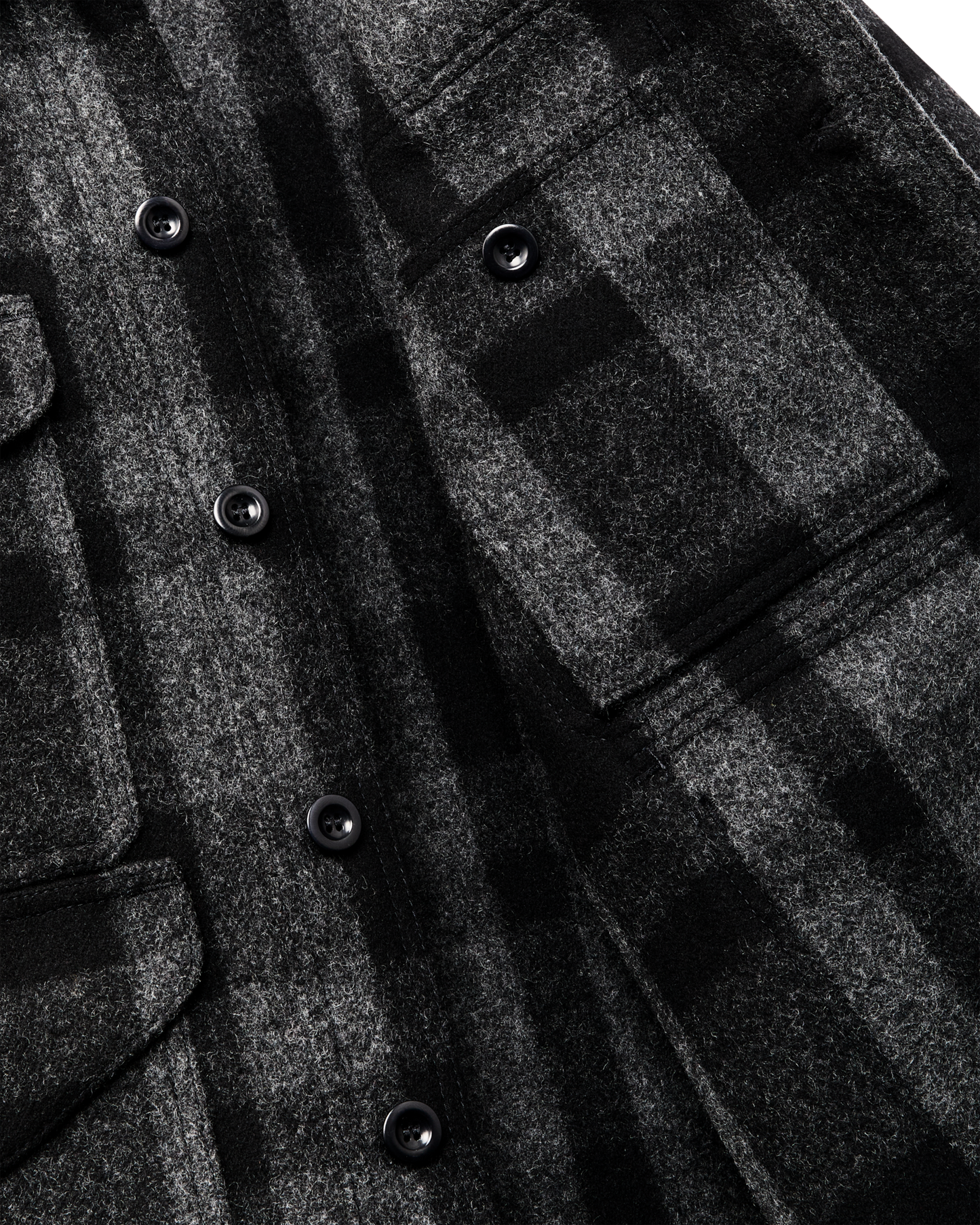 1940s Mackinaw Wool Cruiser Jacket - Charcoal / Black Heritage Plaid