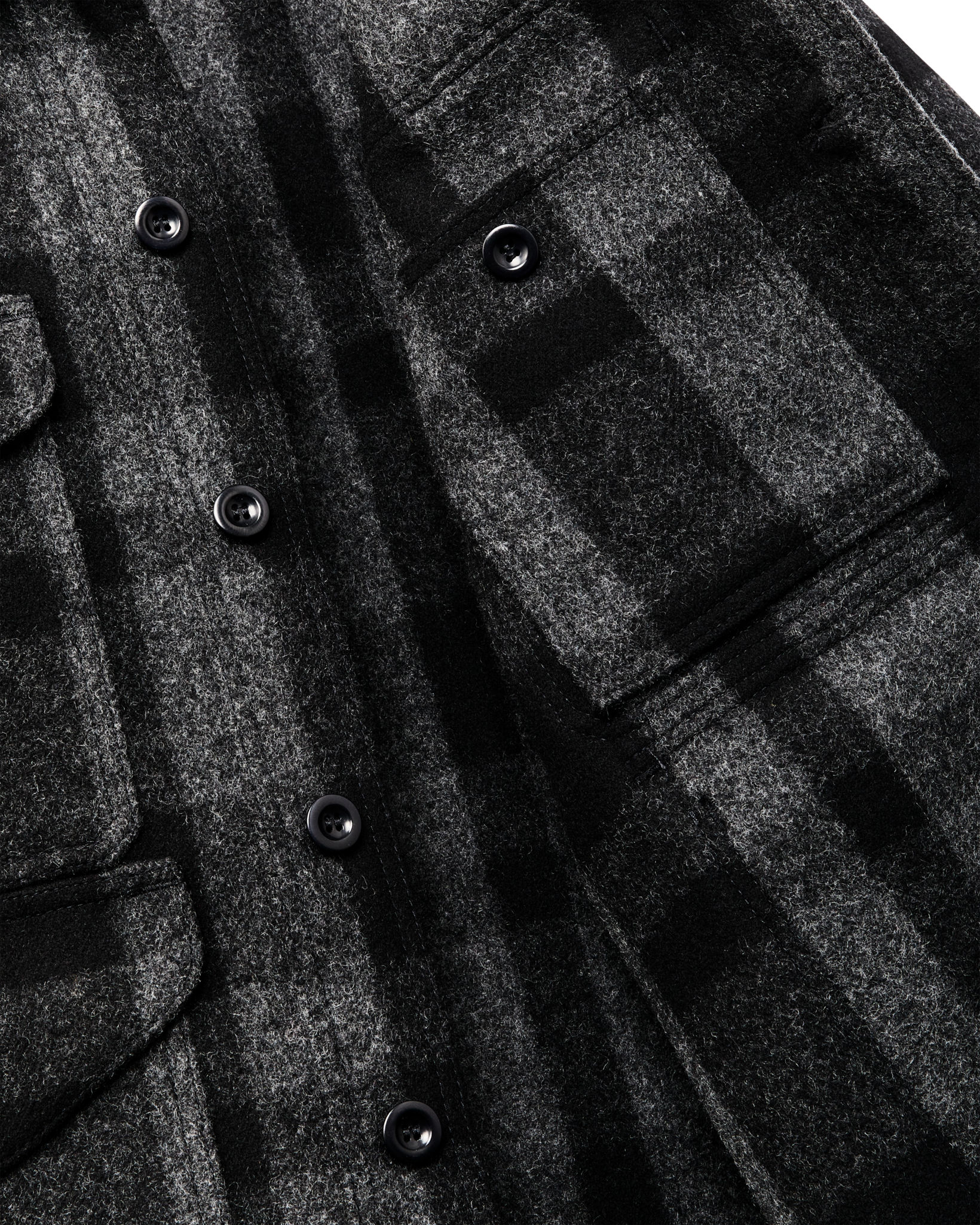 1940s Mackinaw Wool Cruiser Jacket - Charcoal / Black Heritage Plaid