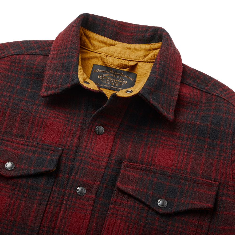 Alternate view of the Filson Mackinaw Jac Shirt - Oxblood/black/gold