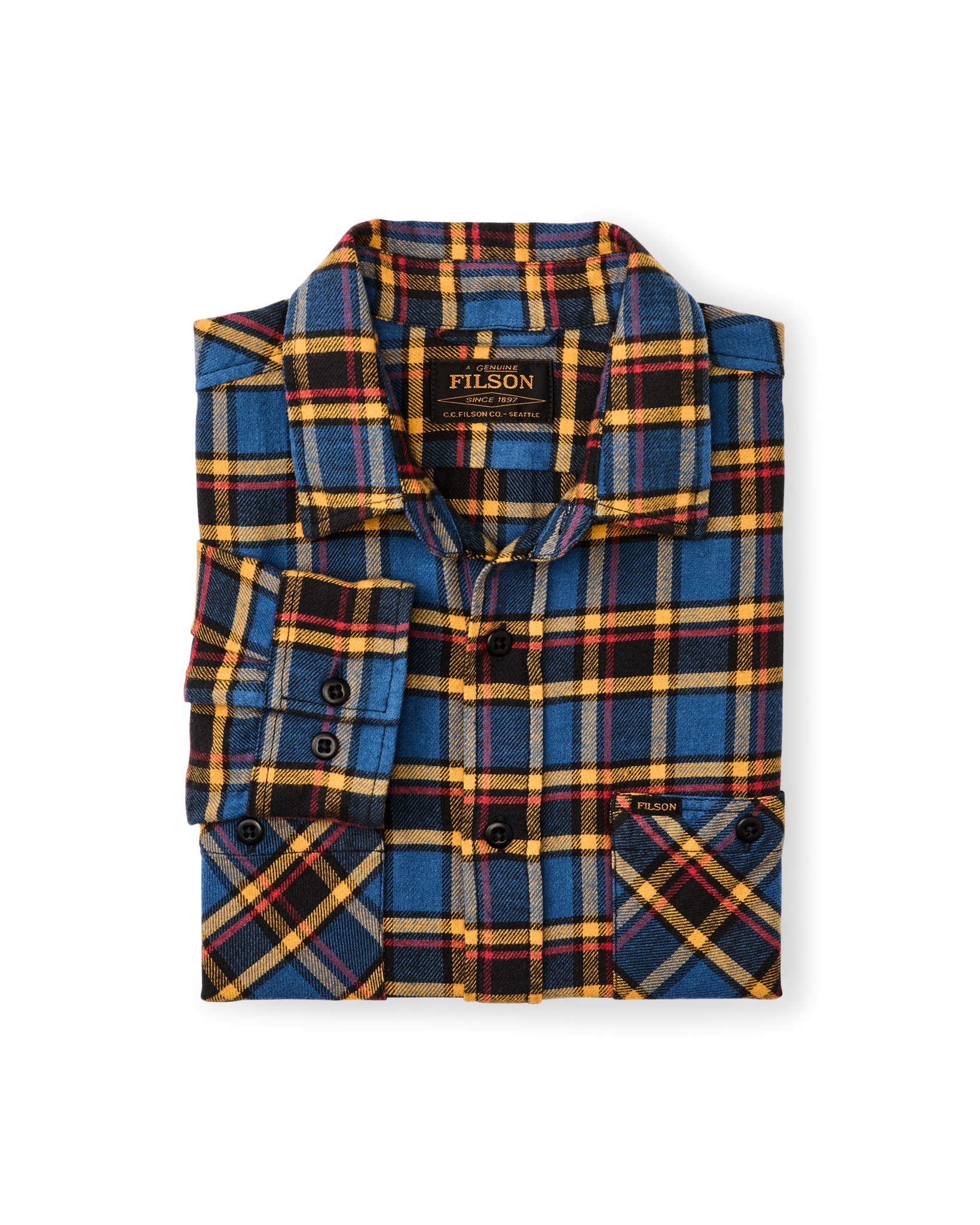 Filson The Rangeland Flannel Shirt in Blue/Yellow/Multi Plaid Filson The Rangeland Flannel Shirt in Blue/Yellow/Multi Plaid