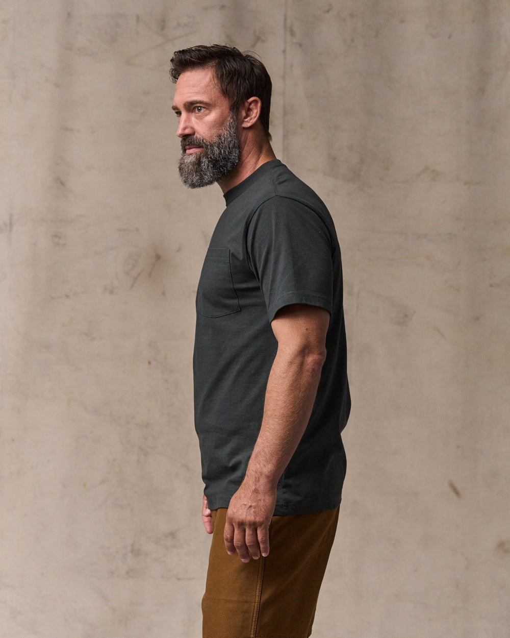 image of a model wearing Filson's Outfitter Pocket T-shirt - Faded Black