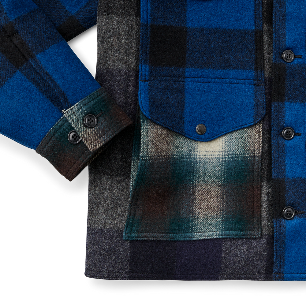 Alternate view of the Filson 125th Anniversary Archival Mackinaw Wool Cruiser - Cobalt Patchwork