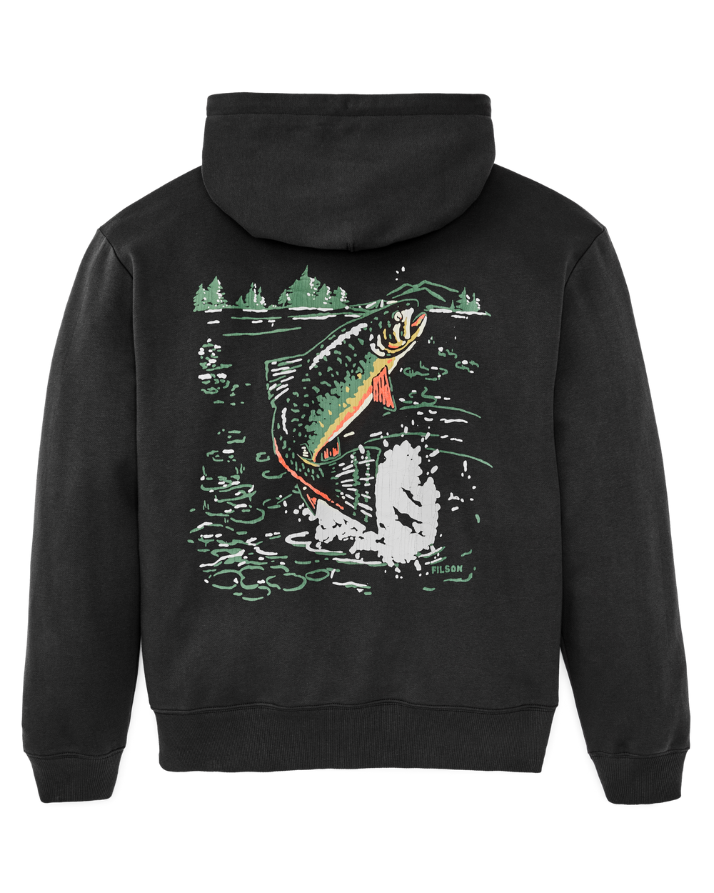Alternate view of the Filson Trout Graphic Hoodie - Faded Black