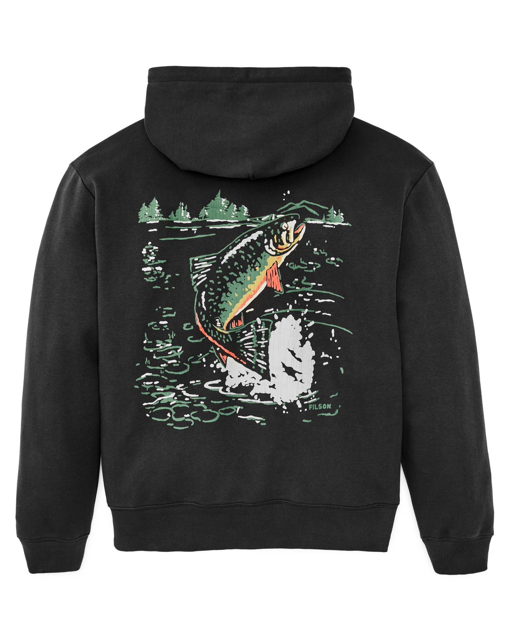 Alternate view of the Filson Trout Graphic Hoodie - Faded Black