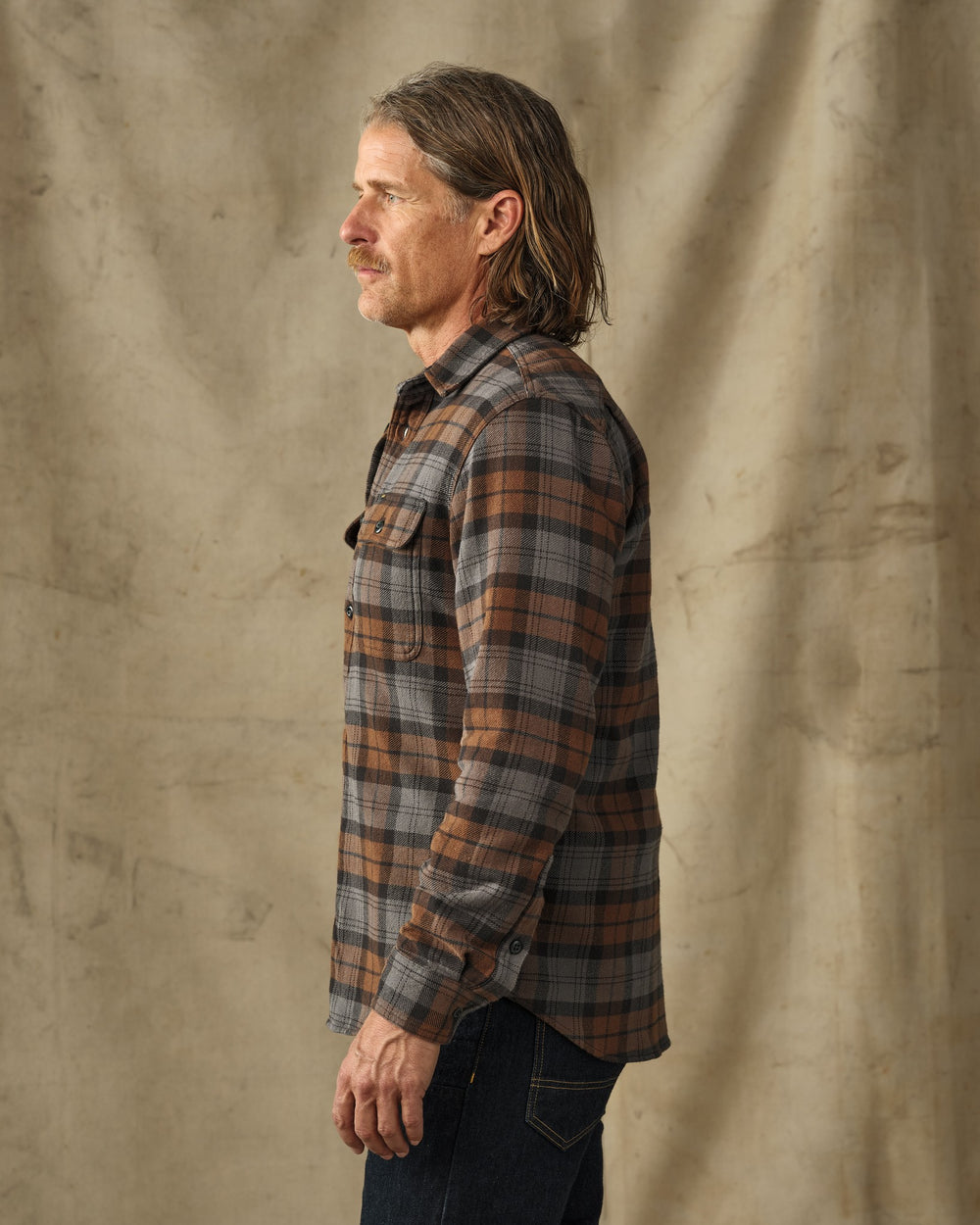 Vintage Flannel Work Shirt - Brown / Charcoal Plaid