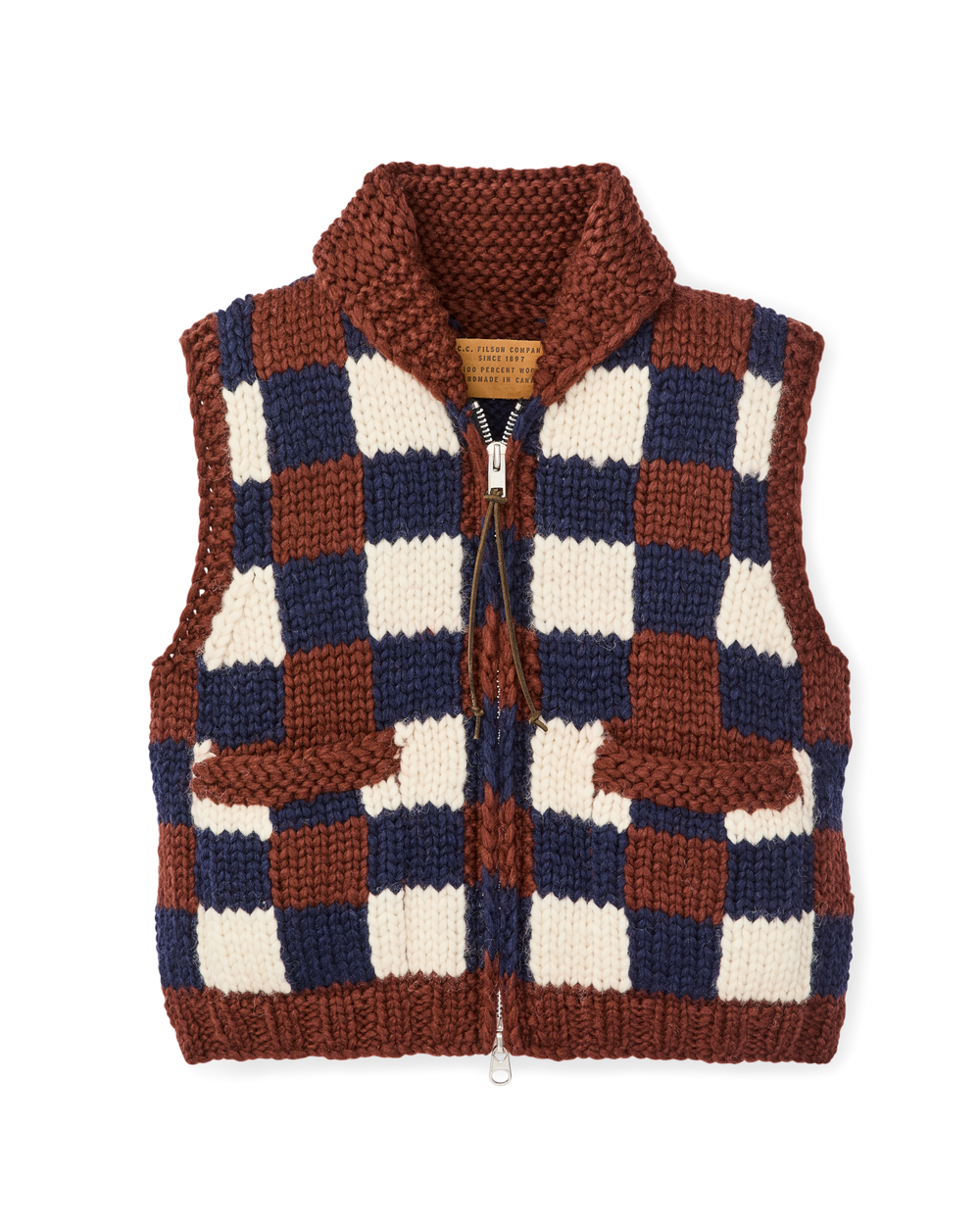 Women's Handmade Sweater Vest - Maroon / Navy Multi