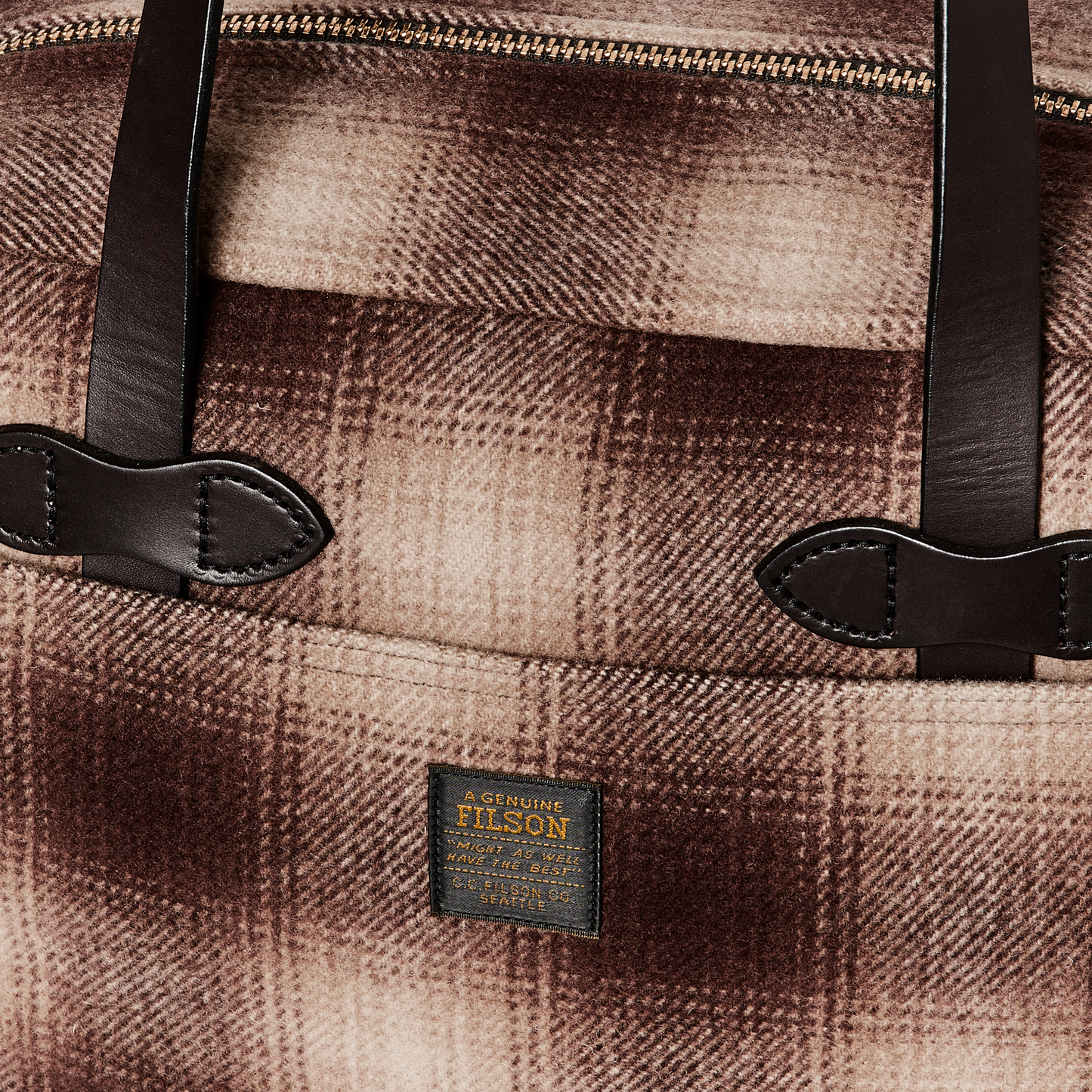 Alternate view of the Filson Mackinaw Wool Zipper Tote Bag - Brown / Tan Ombre