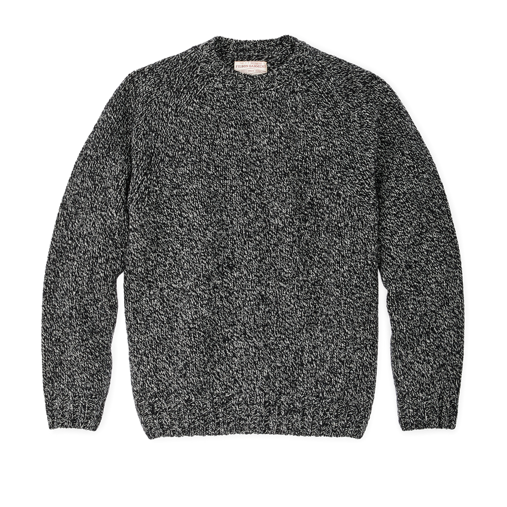 Front-facing image of the Filson Heritage 3-gauge Wool Sweater - Black / White Melange