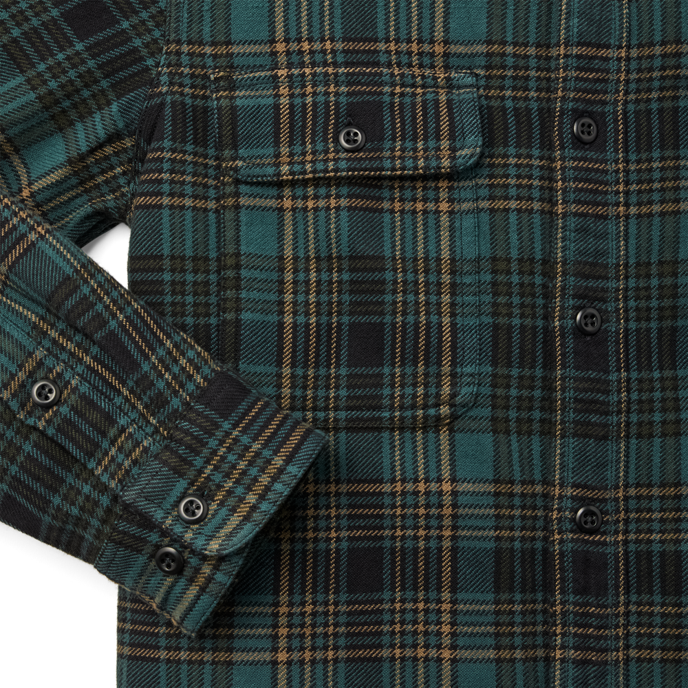 Alternate view of the Filson Vintage Flannel Work Shirt - Green / Olive / Black