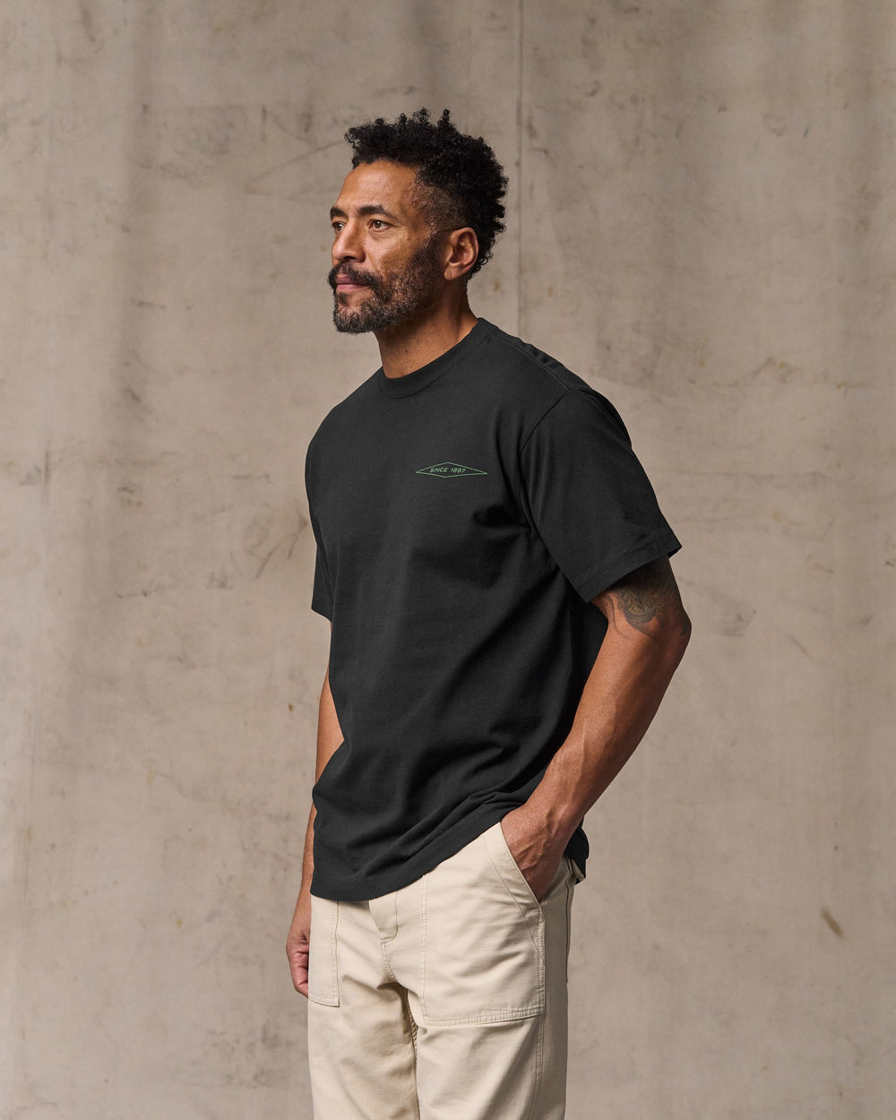 image of a model wearing Filson's Diamond Graphic T-shirt - Black