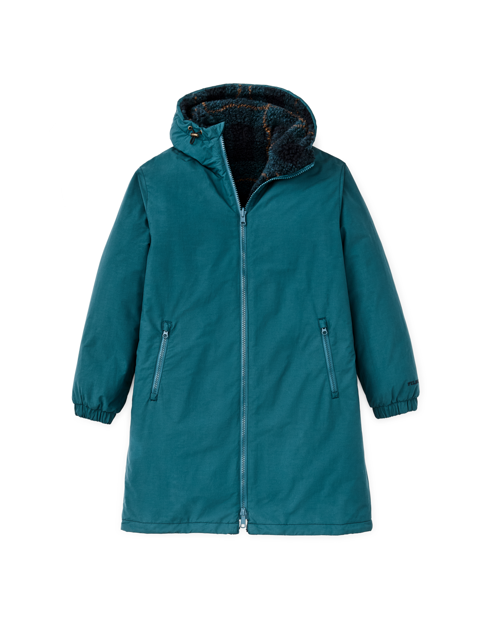Women's Reversible Woolly Fleece Coat - Dark Teal