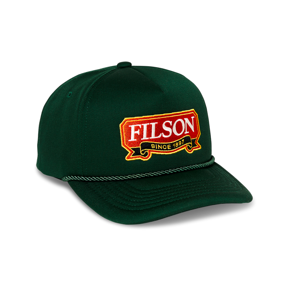 Front-facing image of the Filson Harvester Cap - Spruce / Ribbon