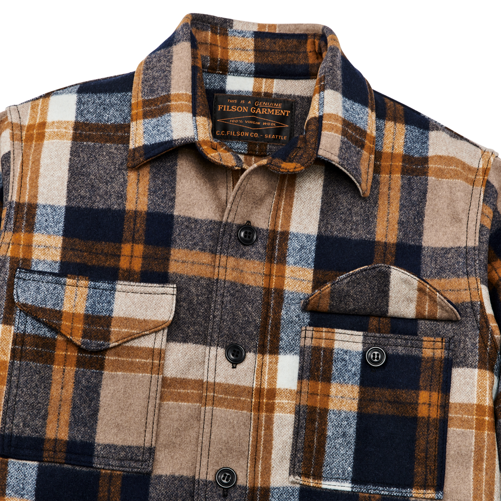 Alternate view of the Filson Seattle Wool Jac-shirt - Navy / Bronze Plaid