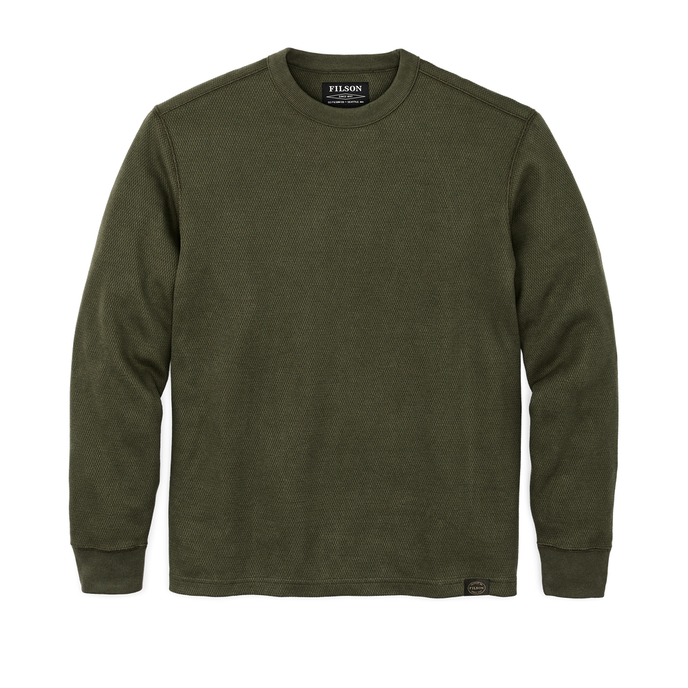 Front-facing image of the Filson Waffle Knit Thermal Crewneck - Mossy Rock