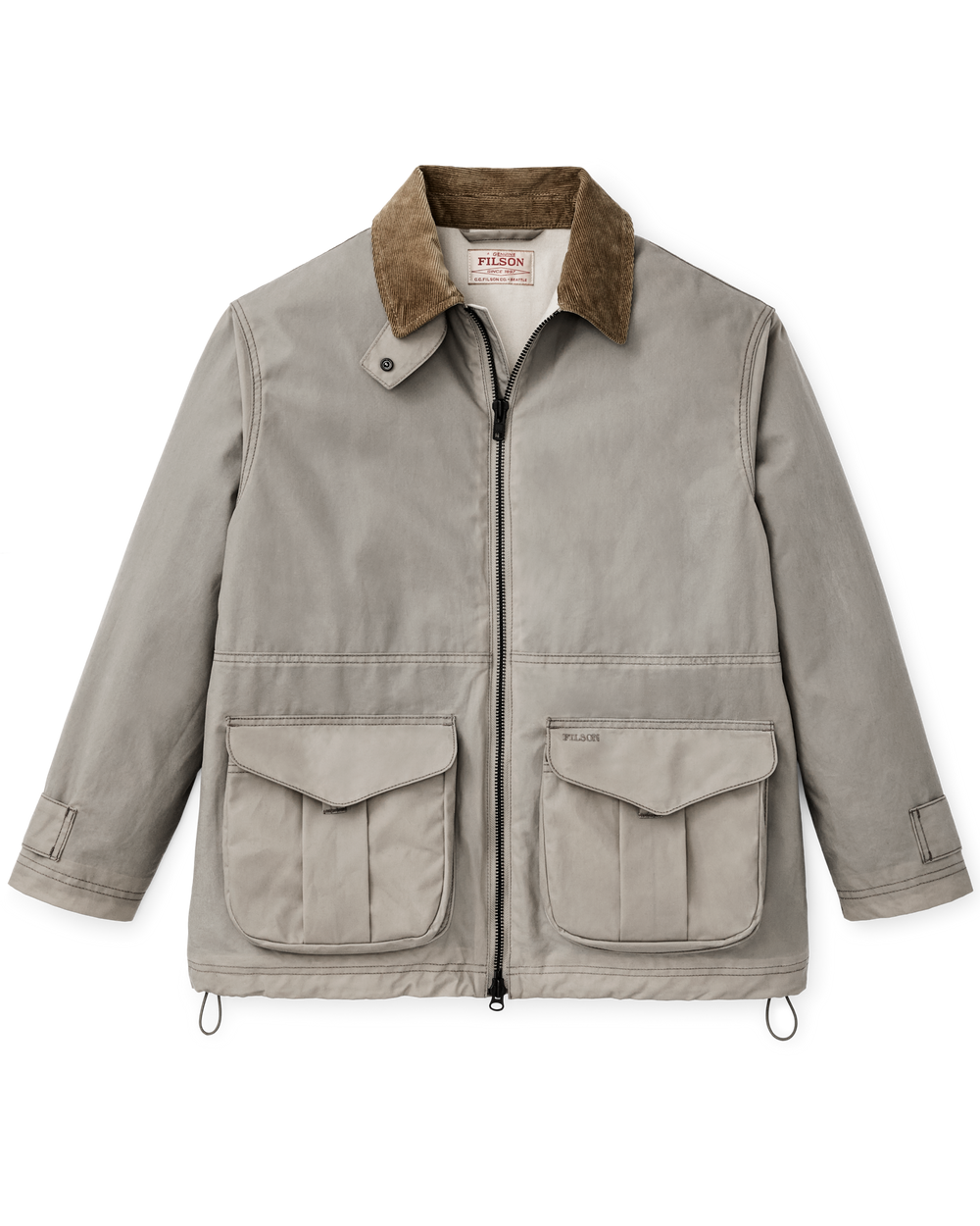 Front-facing image of the Filson Women's Cover Cloth Raincoat - Twine