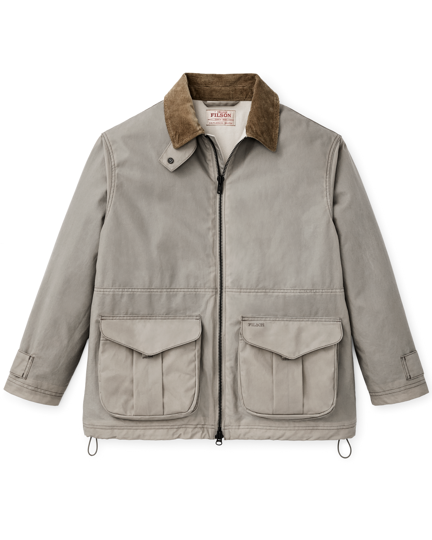 Front-facing image of the Filson Women's Cover Cloth Raincoat - Twine