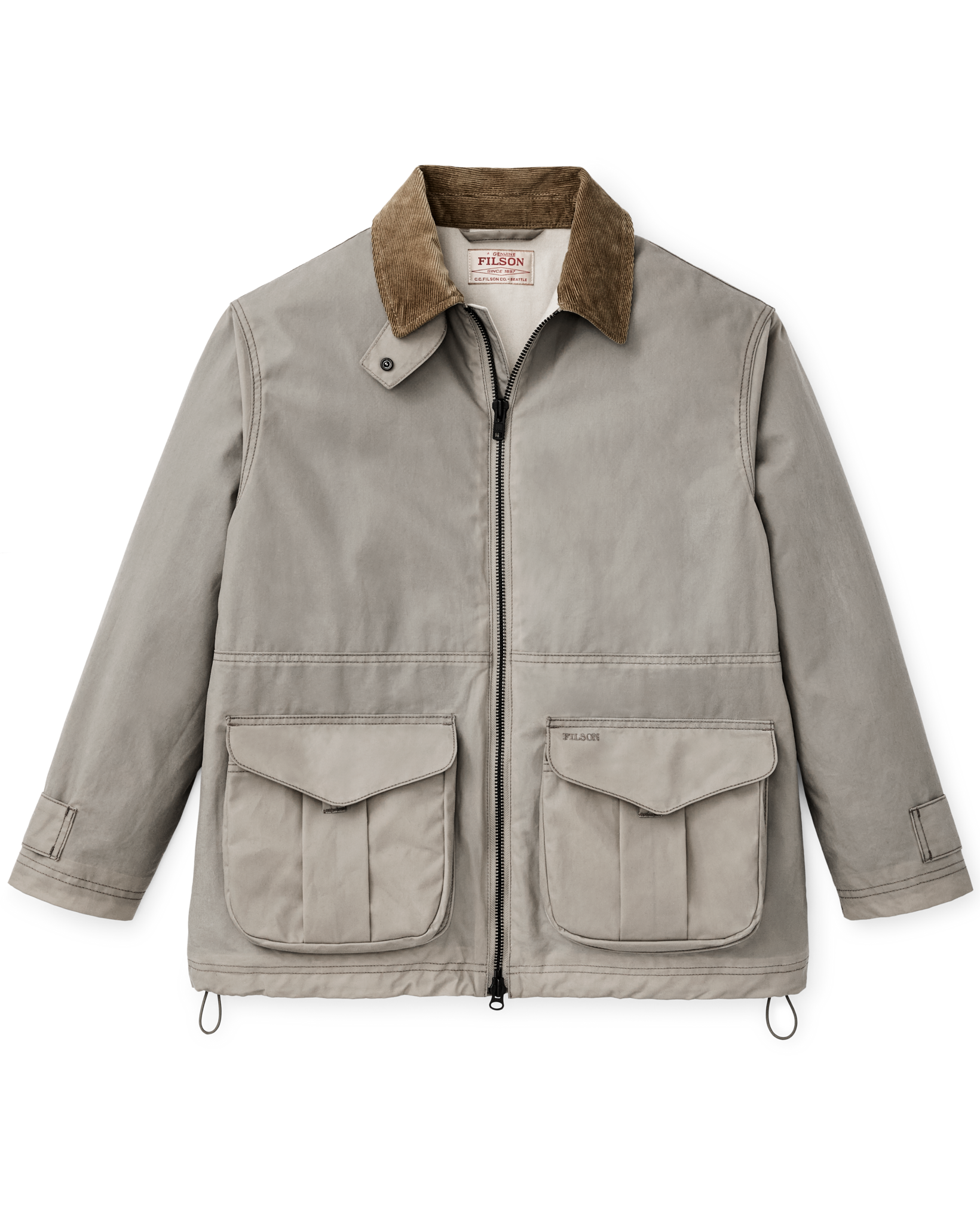 Front-facing image of the Filson Women's Cover Cloth Raincoat - Twine
